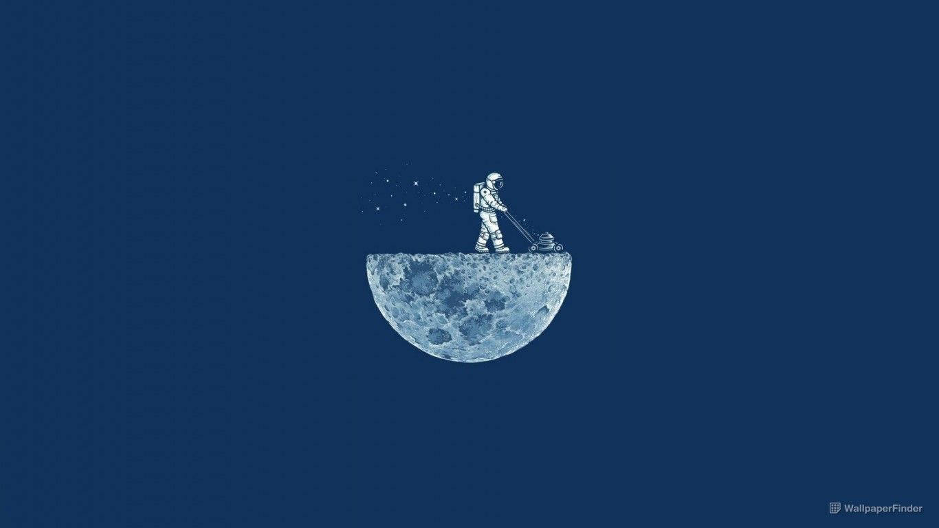 Minimalistisk måne og astronaut tapet — Minimalistisk Wallpapers