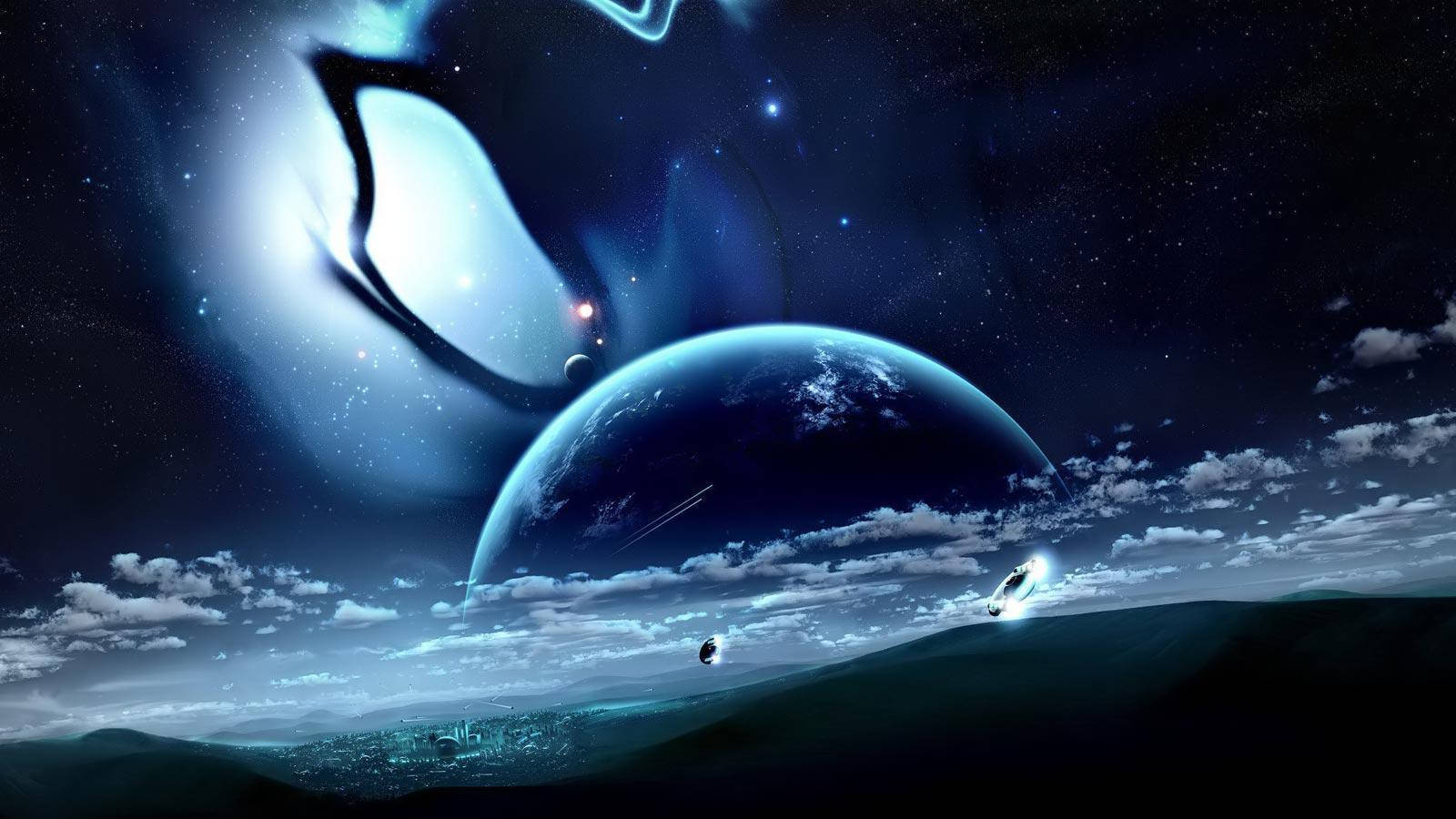 Udsigt til en dramatisk blå måne fra Jorden Wallpapers