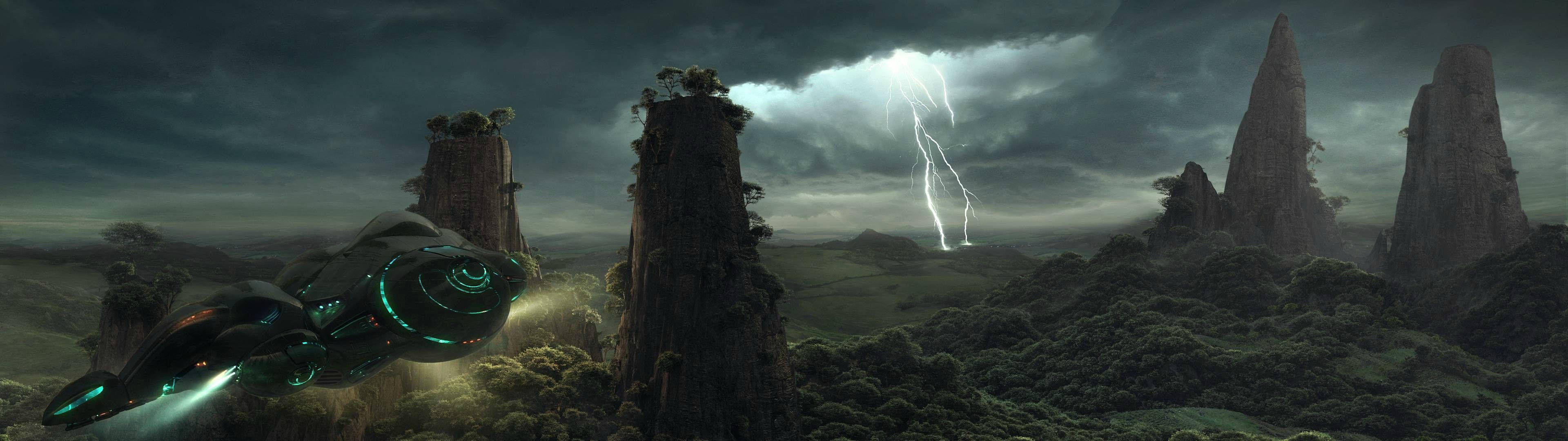 UFO fanget på kamera over majestætiske bjerge Wallpapers