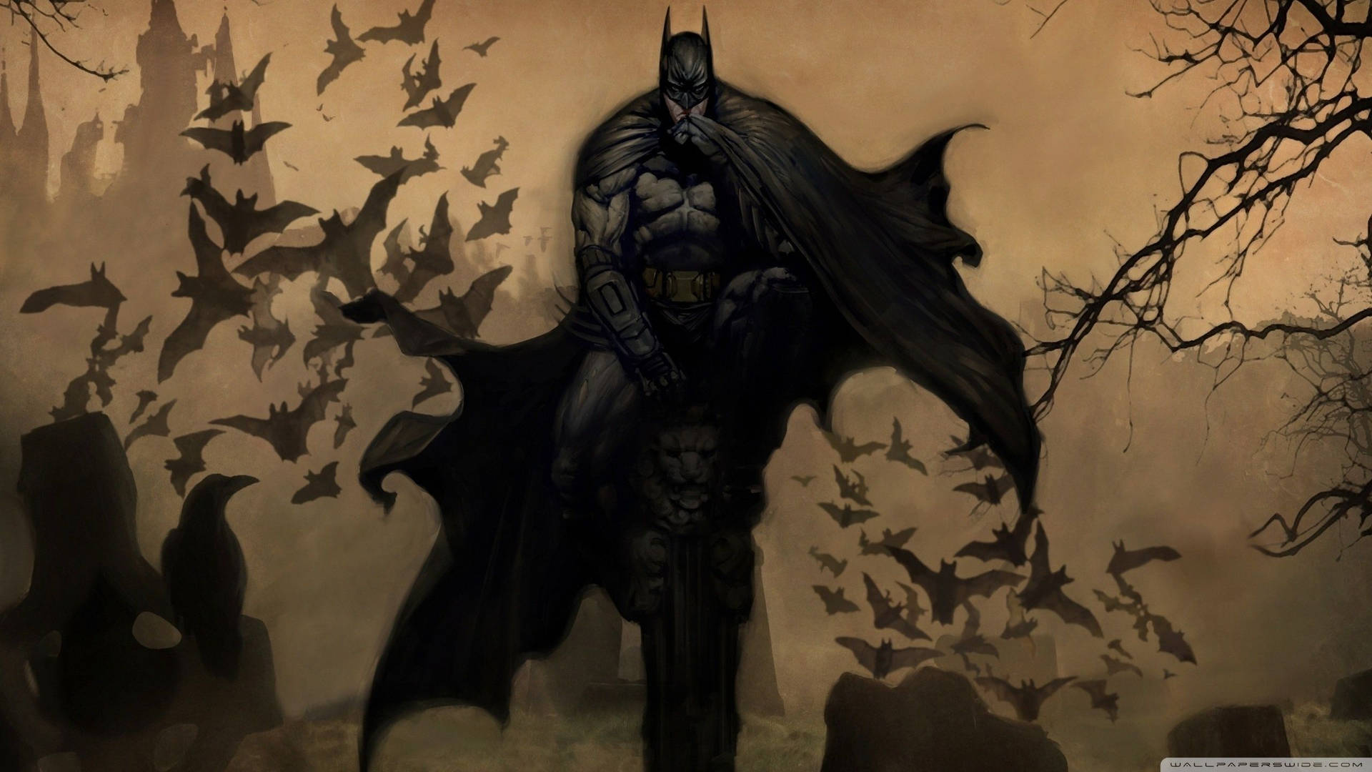 Uhyggelig Batman i skov baggrund — Batman Wallpapers