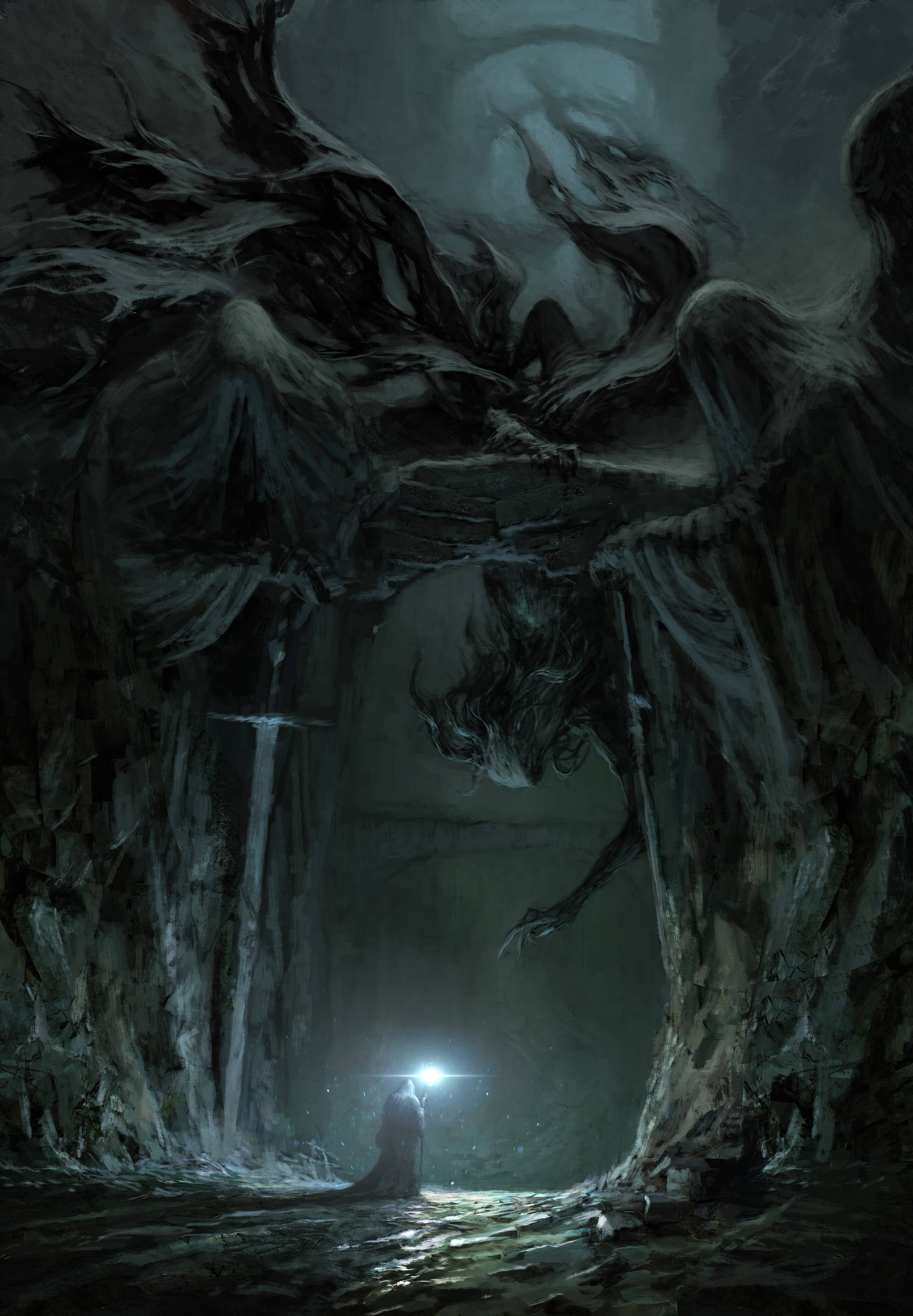 Uhyggelig mørk drageport Wallpapers
