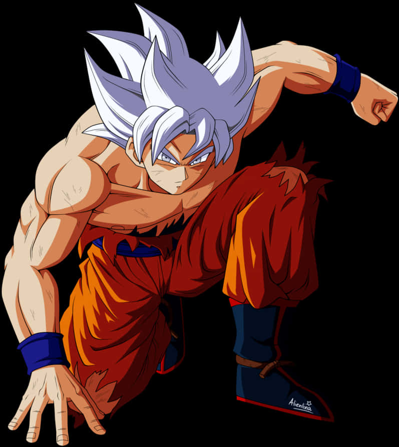 Ultra Instinct Goku i kraftfuld positur Wallpapers