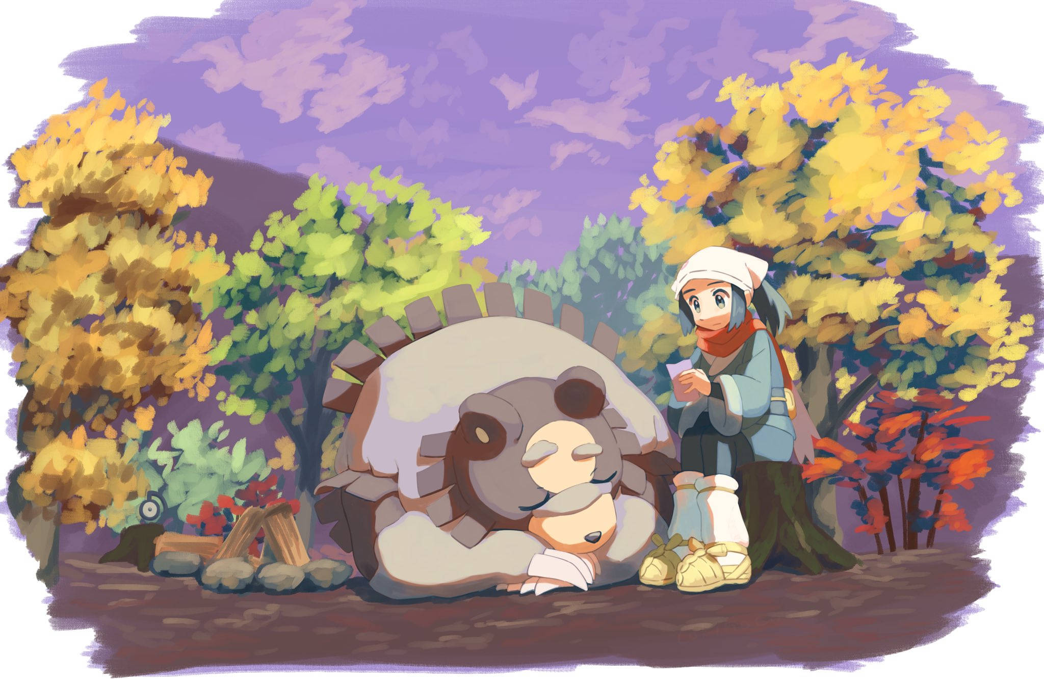 Ursaluna og Akari Pokémon Legends Arceus Wallpapers