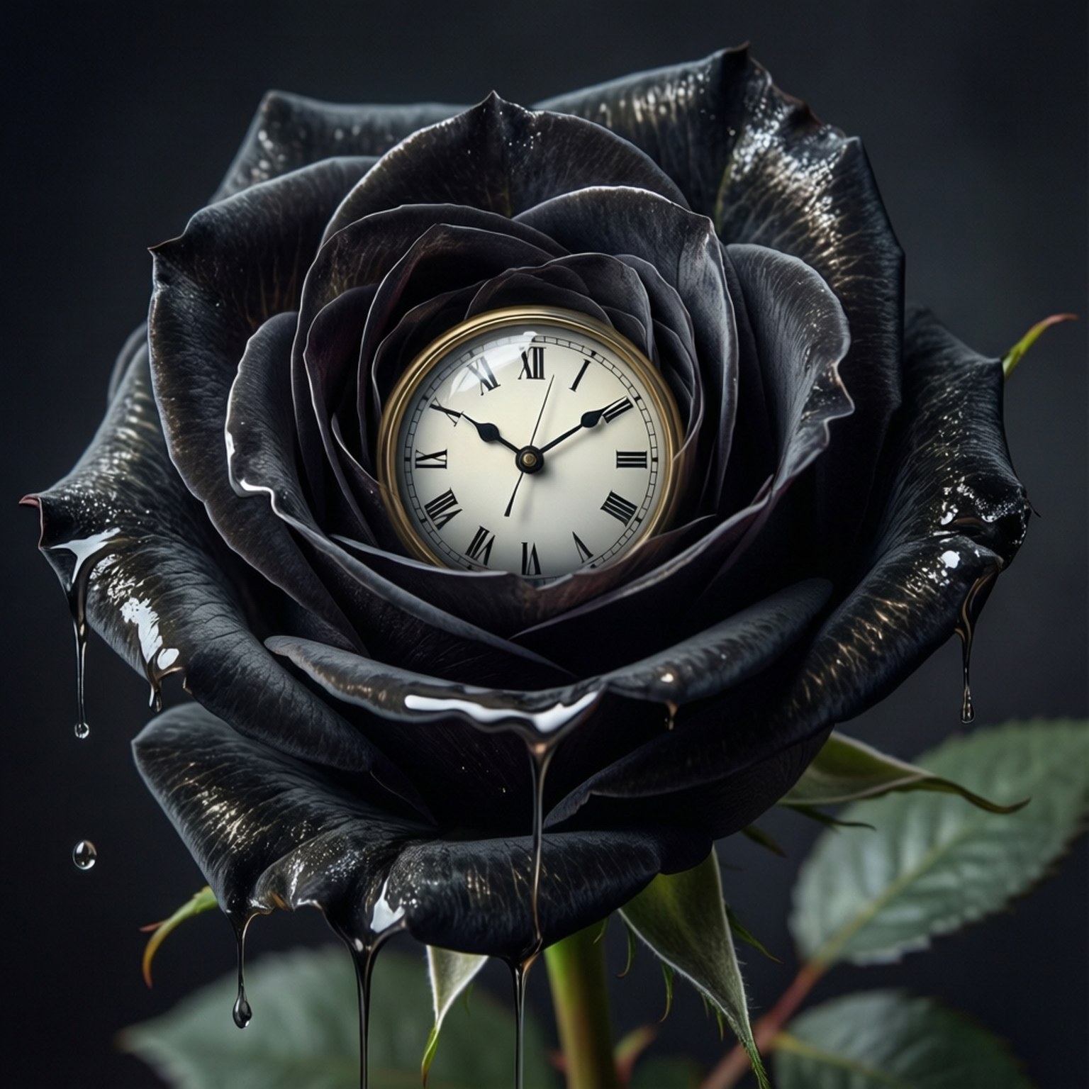 Urværk sort rose surrealistisk Wallpapers