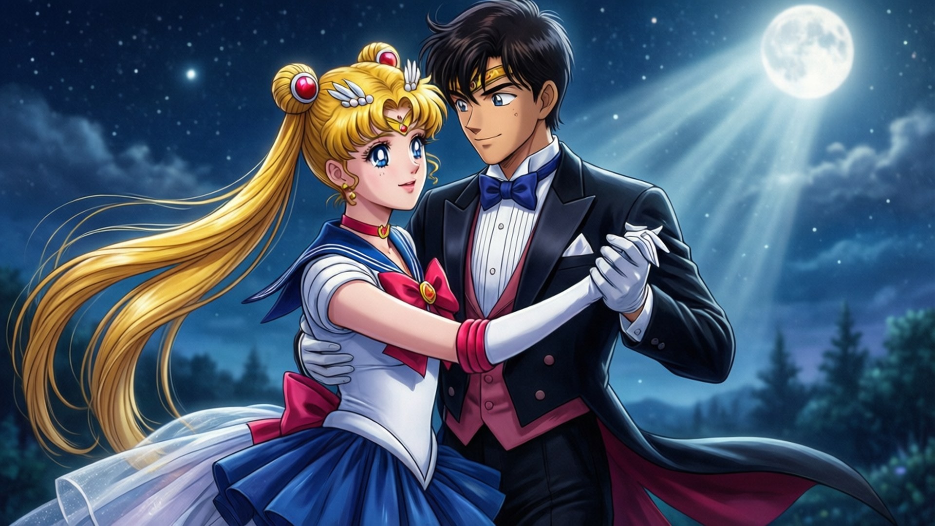 Usagi og Mamoru Måneskinsdans Wallpapers
