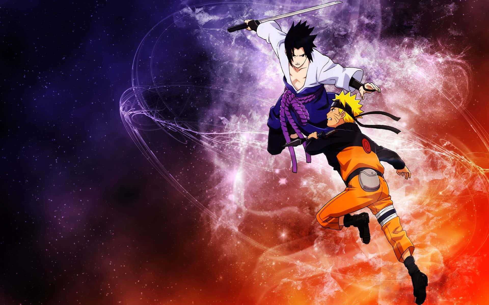 Uzumaki Naruto & Uchiha Sasuke - Intens kamp under måneskinnet Wallpapers