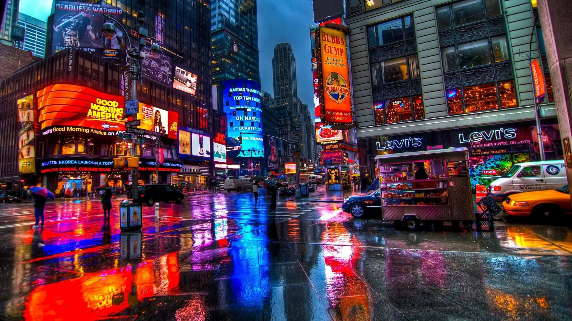 Våd gade i Tokyo baggrund Wallpapers