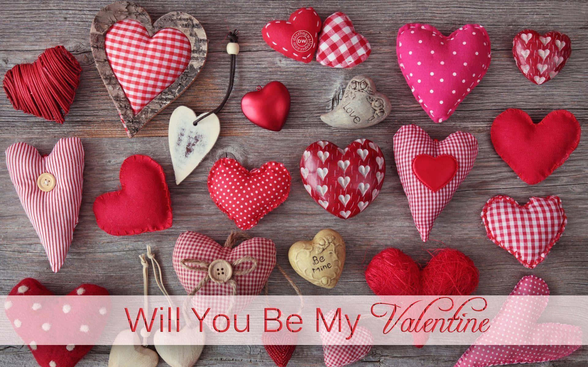 valentinsdagskort med hjerter og teksten vil du være min valentin Wallpapers
