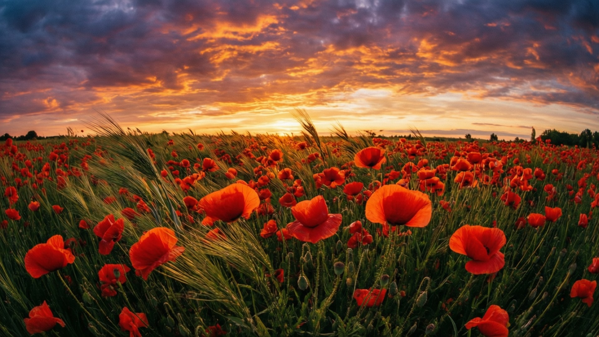 Valmuer ved solnedgang Wallpapers
