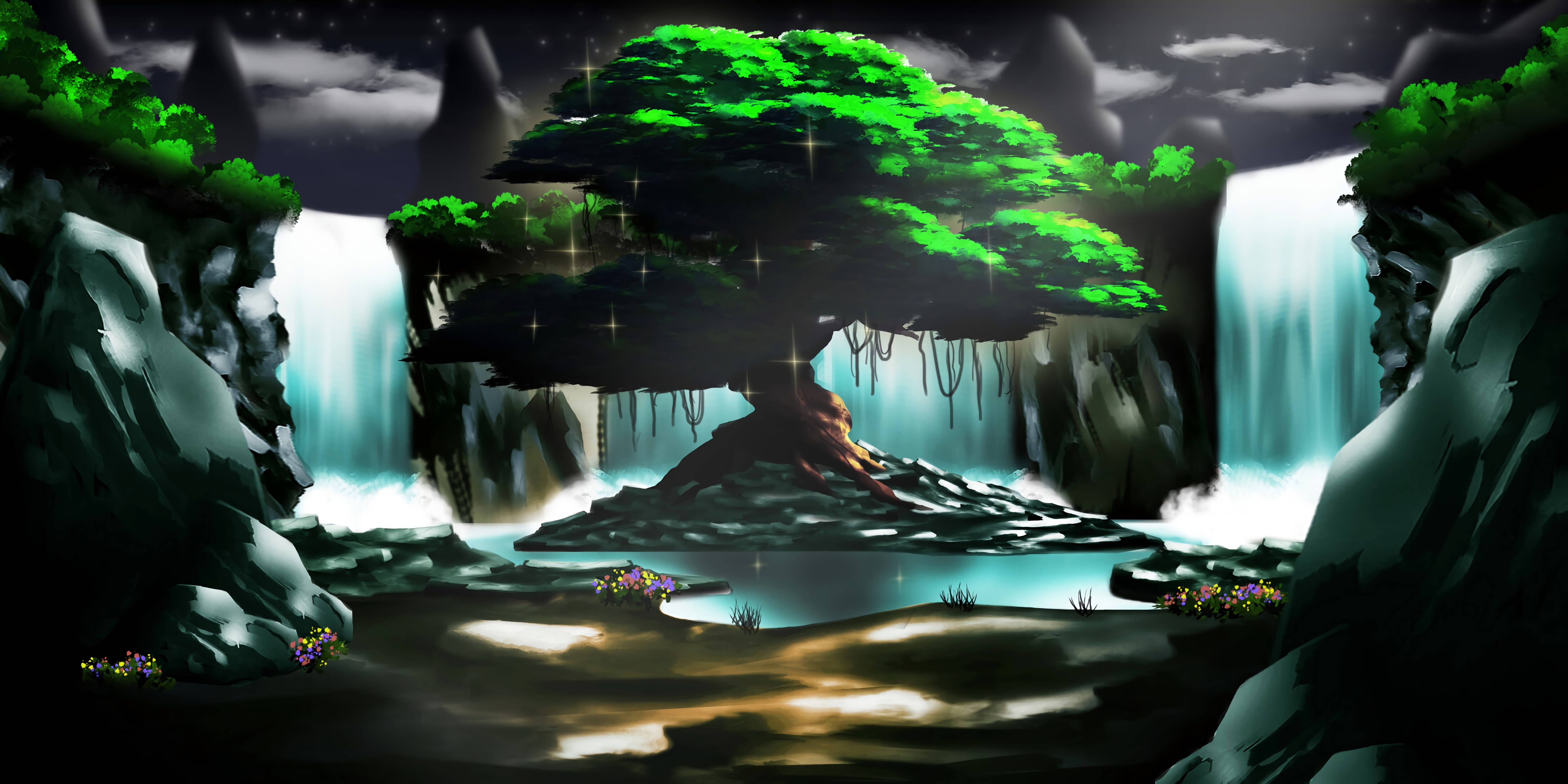 Vandfald animeret kunst Wallpapers