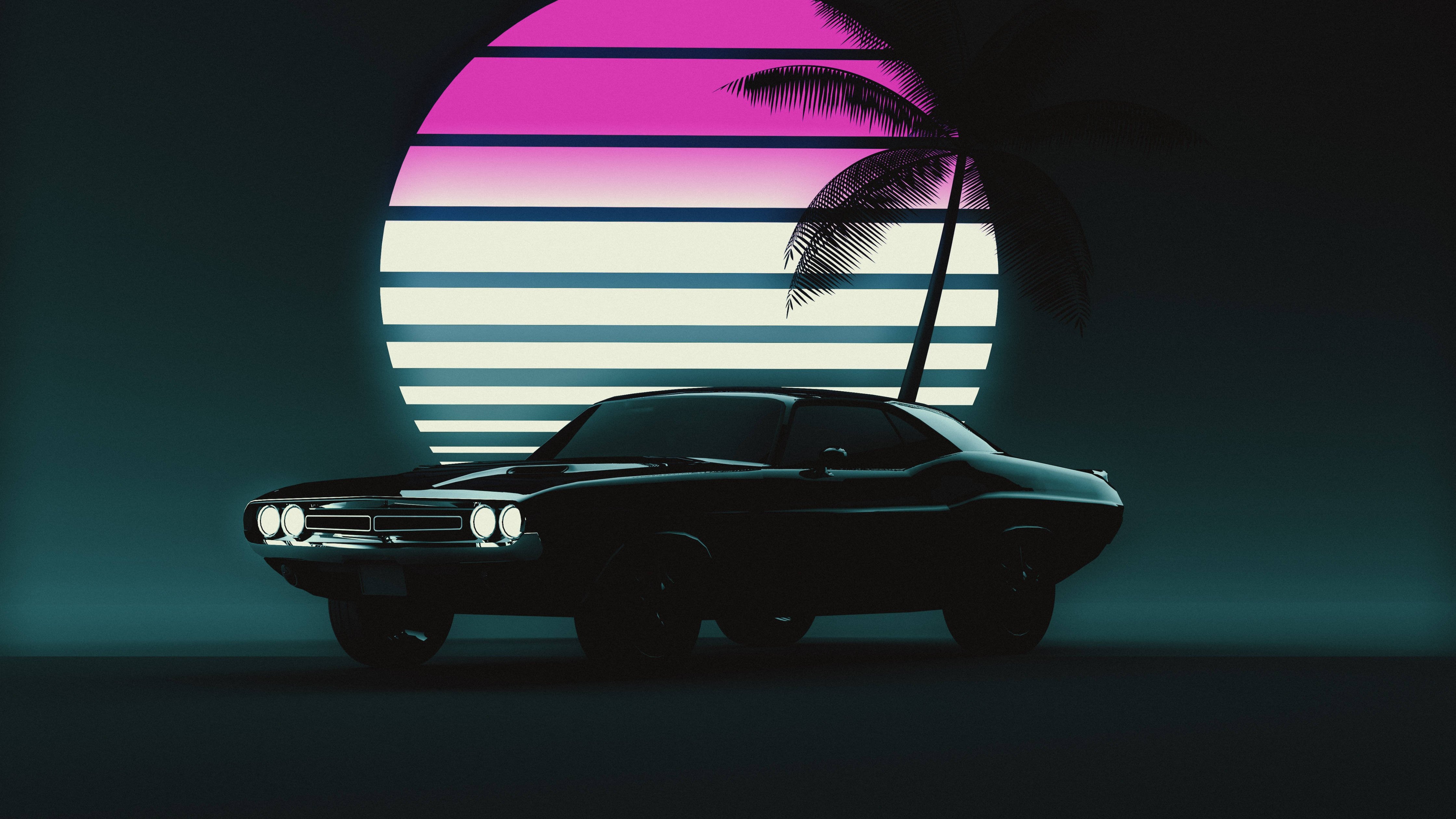 Vaporwave æstetik 4K bærbar bil Wallpapers