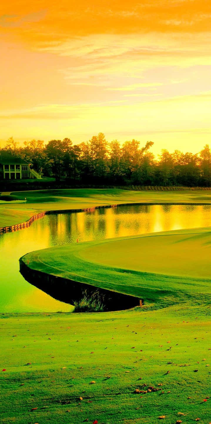 Varm solnedgang Pixel 3 golfbane baggrund Wallpapers