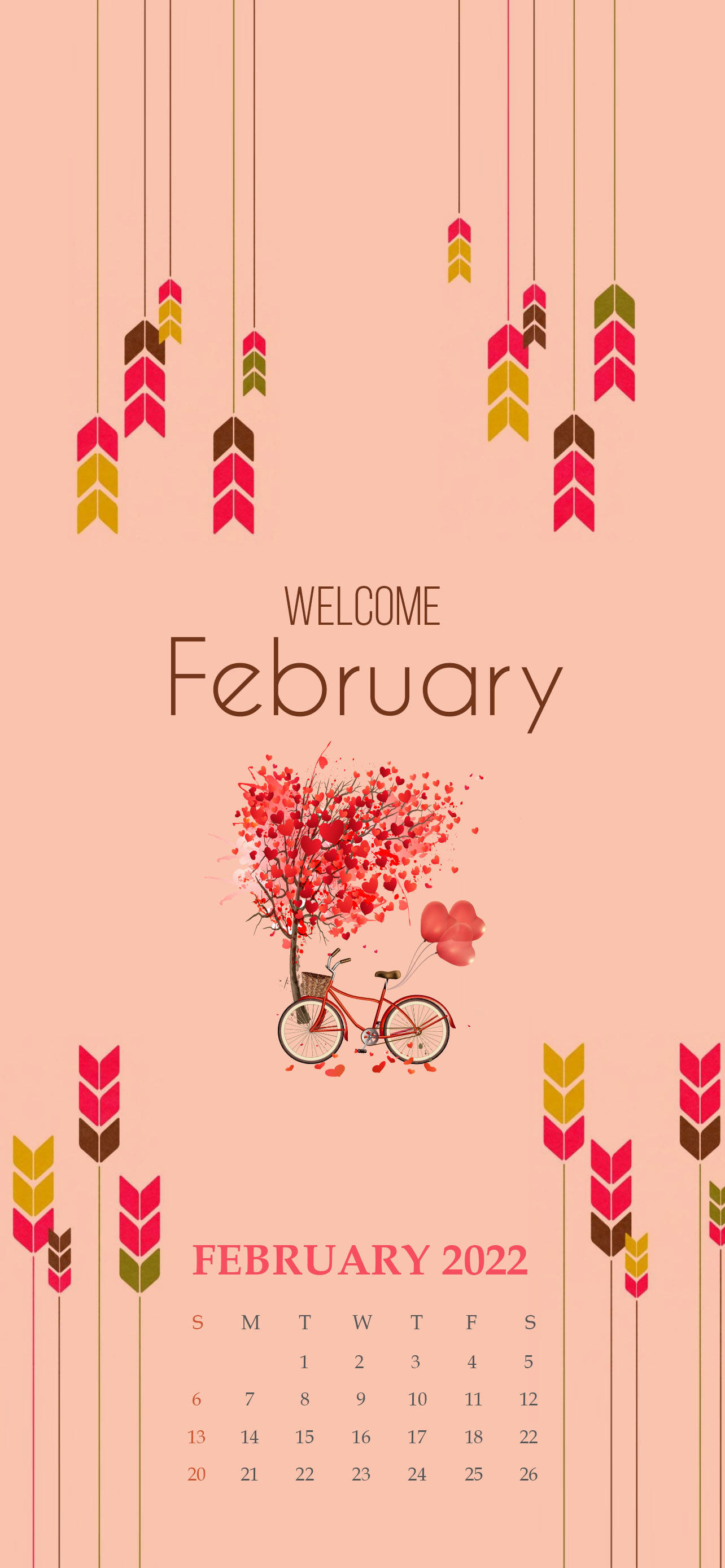 Velkommen Februar i Pink Æstetik Wallpapers