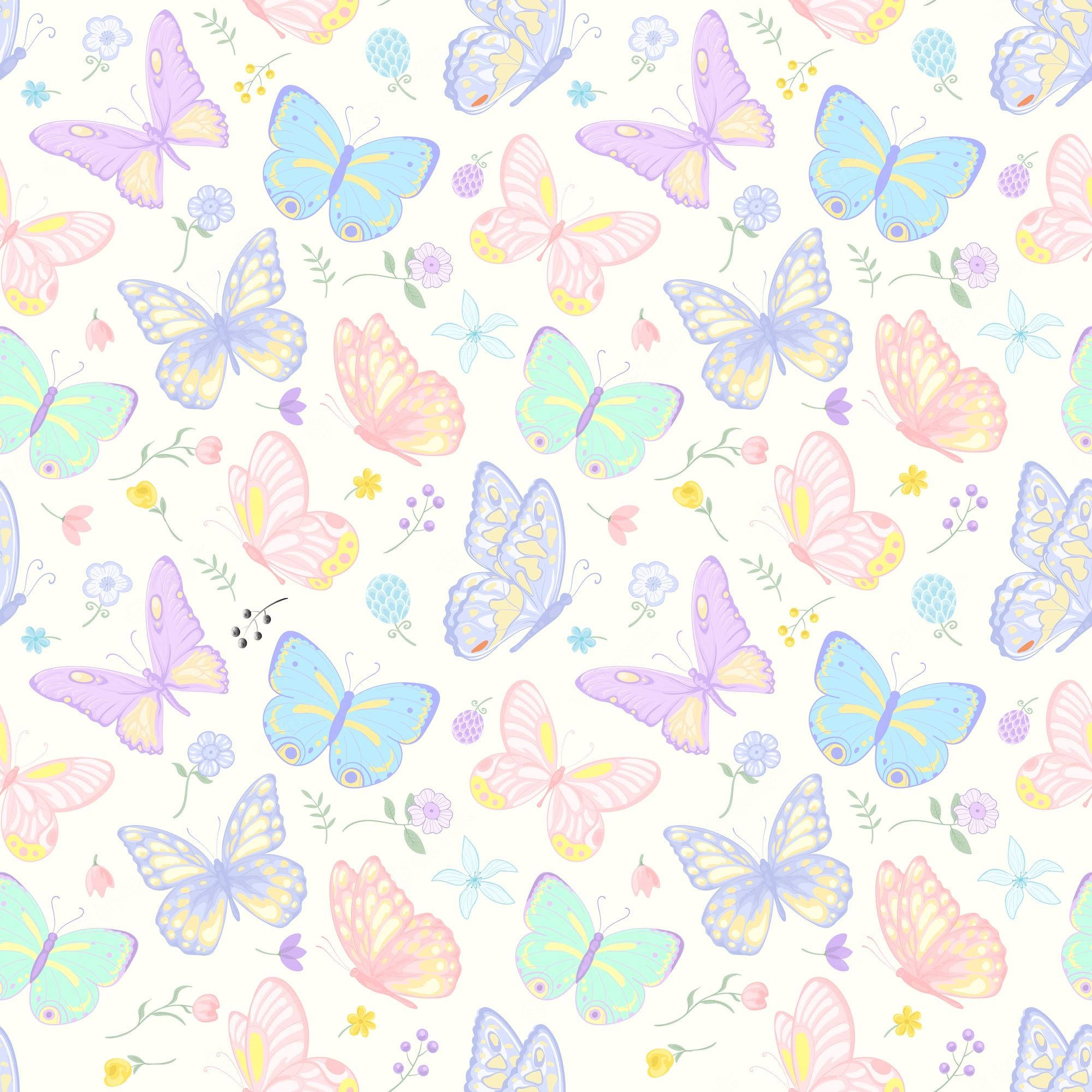 Vidunderlige pastel sommerfugle og blomster Wallpapers