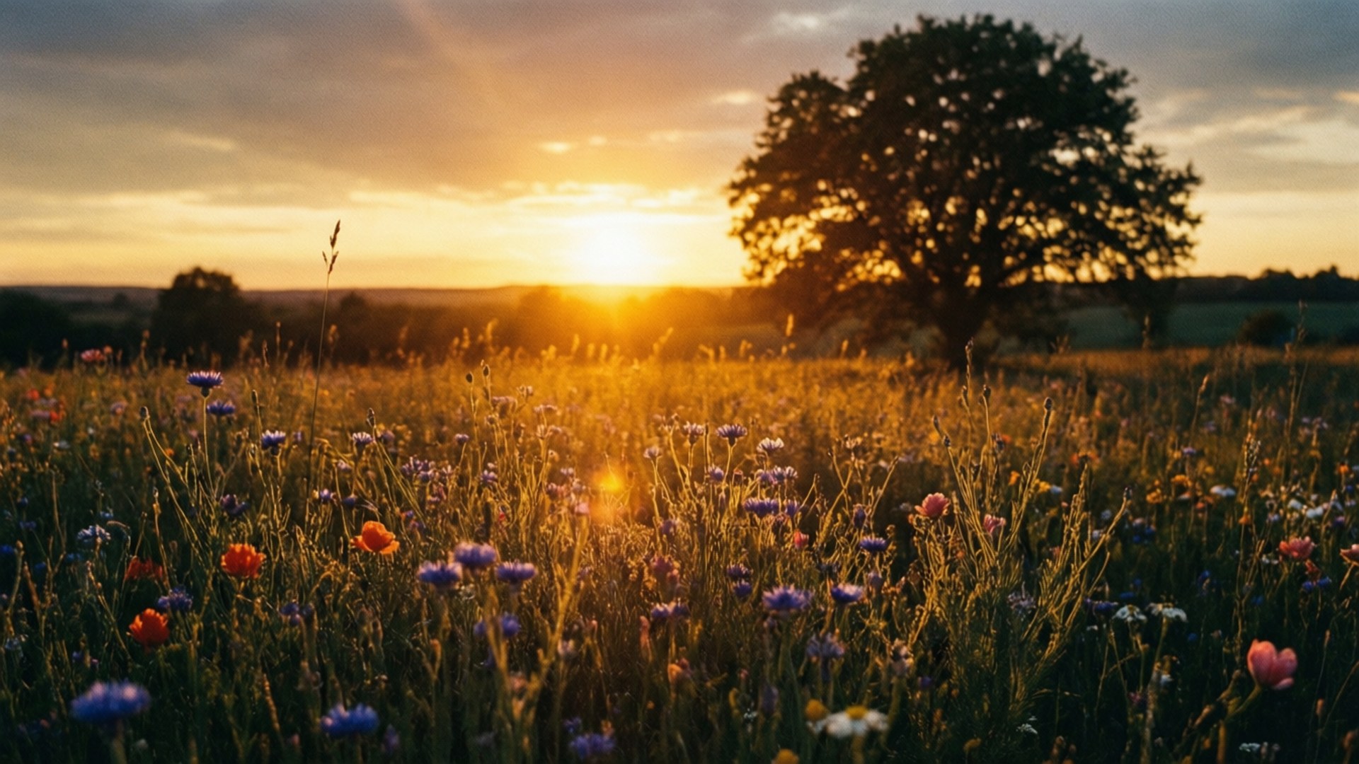 Vildblomster solnedgang Wallpapers