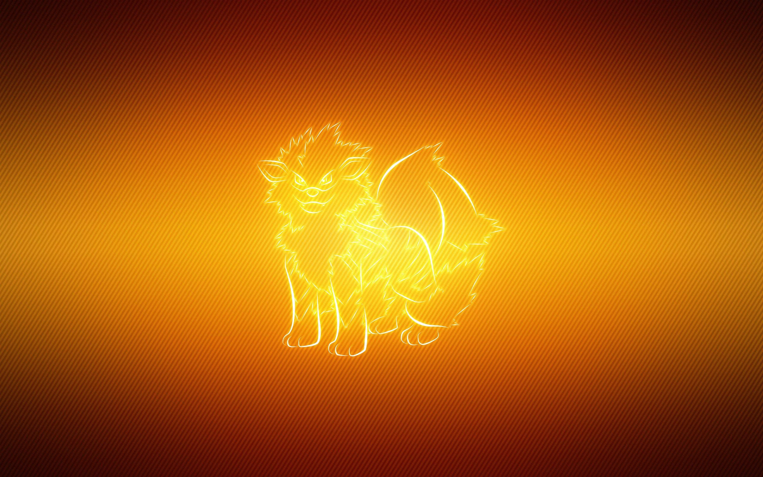Vilde Arcanine strejfer gennem neonbyen. Wallpapers
