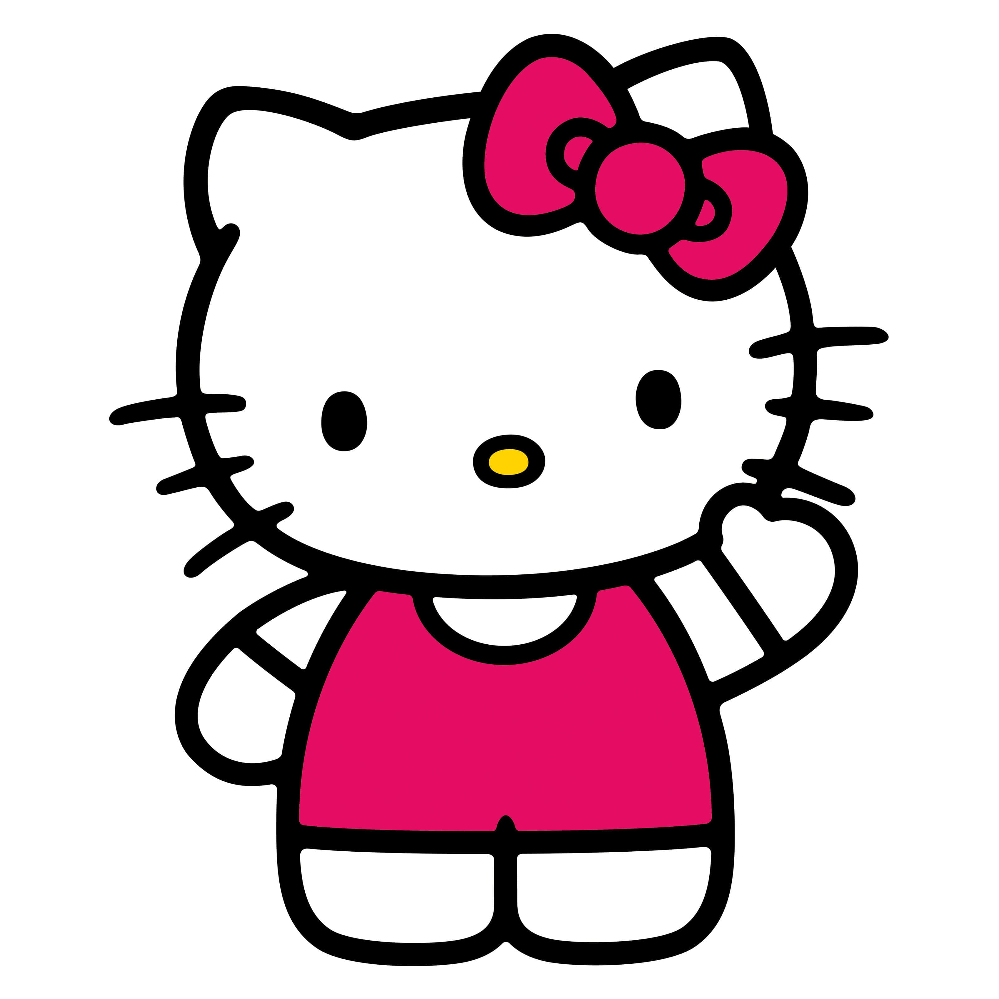 Vinkende Hello Kitty på lyserød baggrund Wallpapers