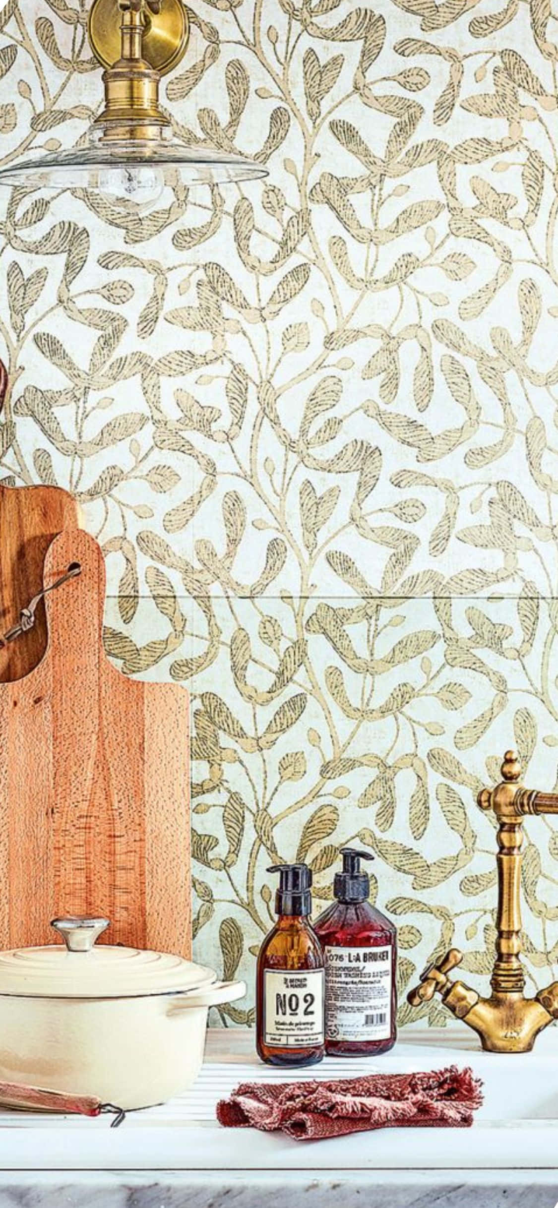 Vintage Bladrigt iPhone X Køkken Baggrund Wallpapers