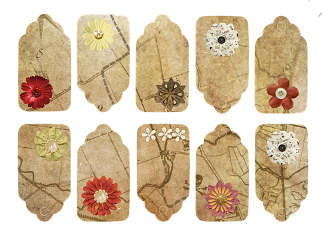 Vintage Blomsteretiketter Samling Wallpapers