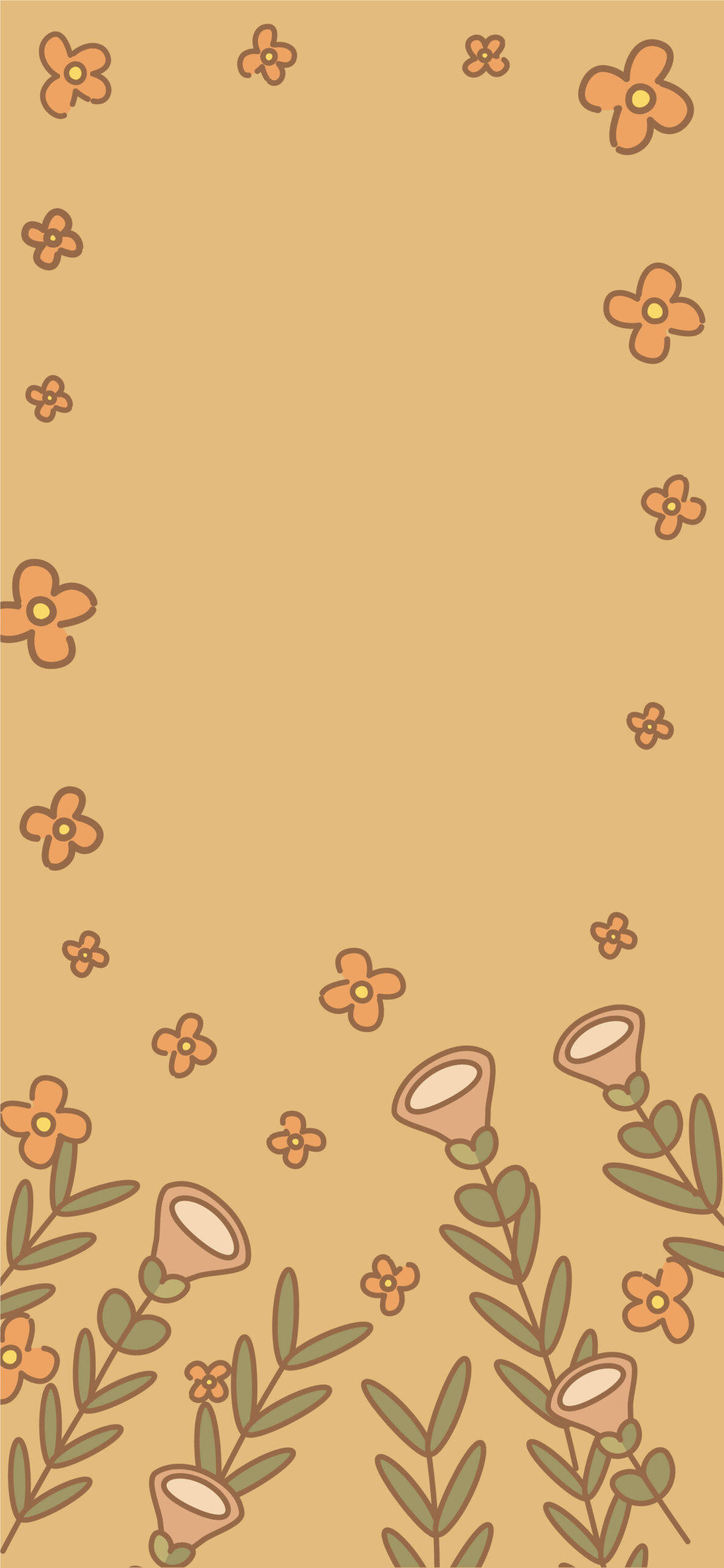 Vintage Blomsterillustrationer Forår iPhone Wallpapers