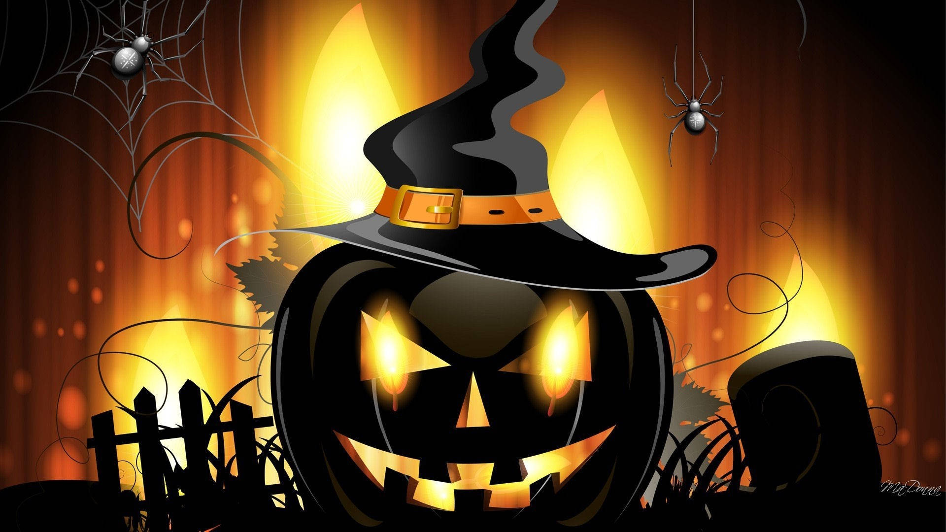 Vintage Halloween Sort Græskar Lanterne Wallpapers