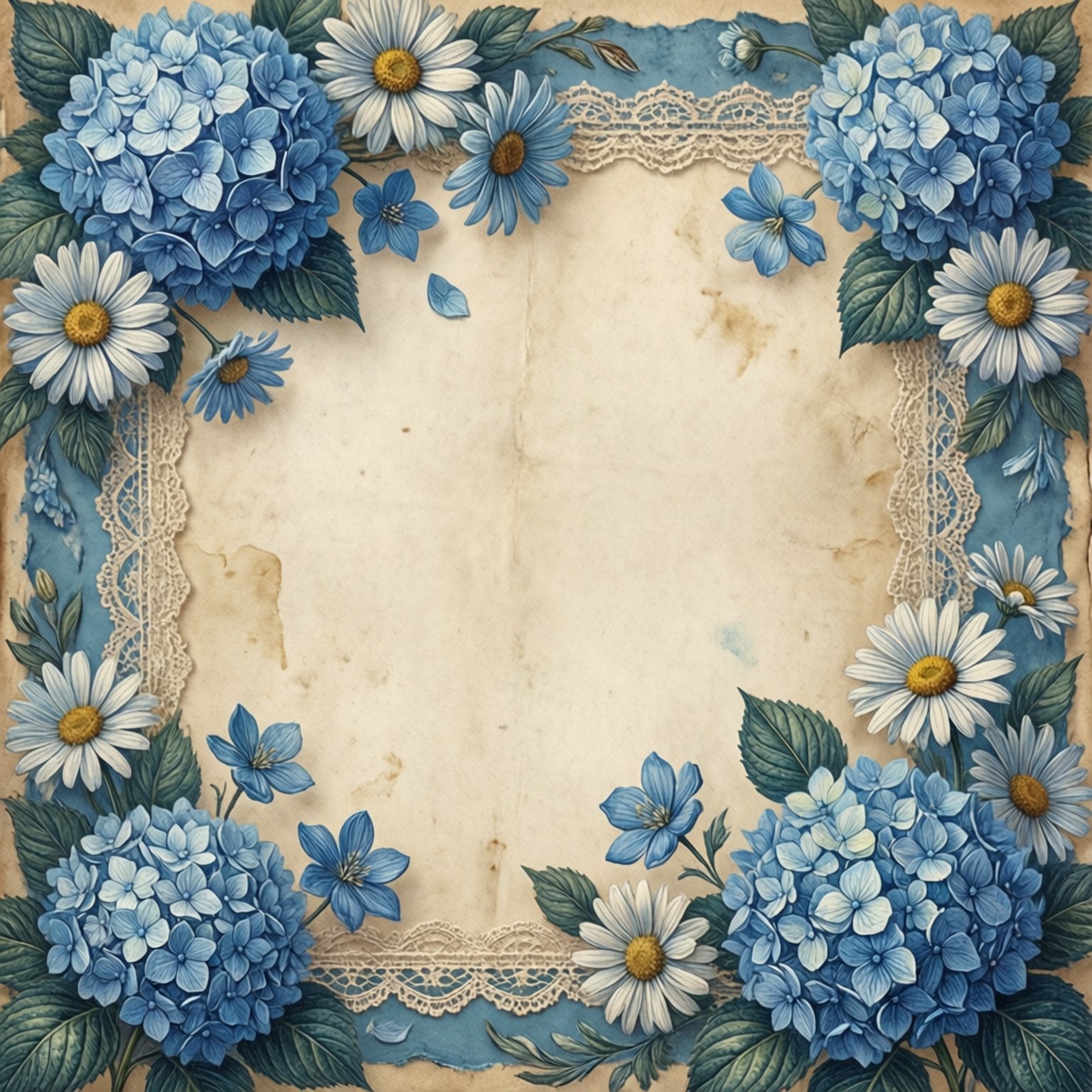 Vintage hortensia-kniplingskant Wallpapers