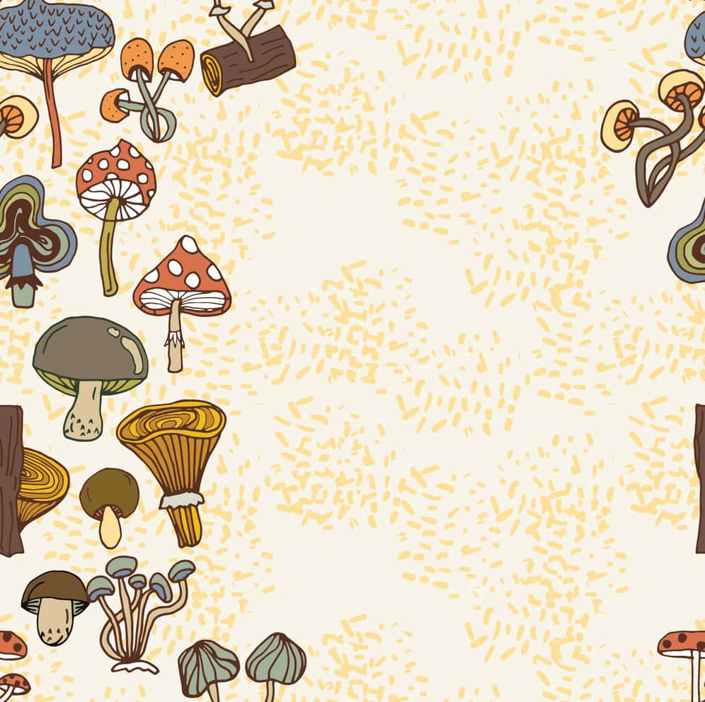 Vintage sød svamp vektorkunst kant Wallpapers