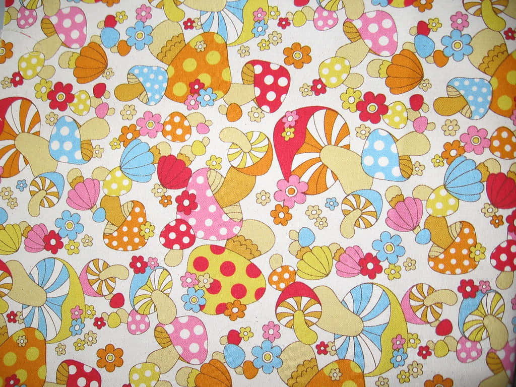 Vintage sød svamp blomster stofmønster Wallpapers