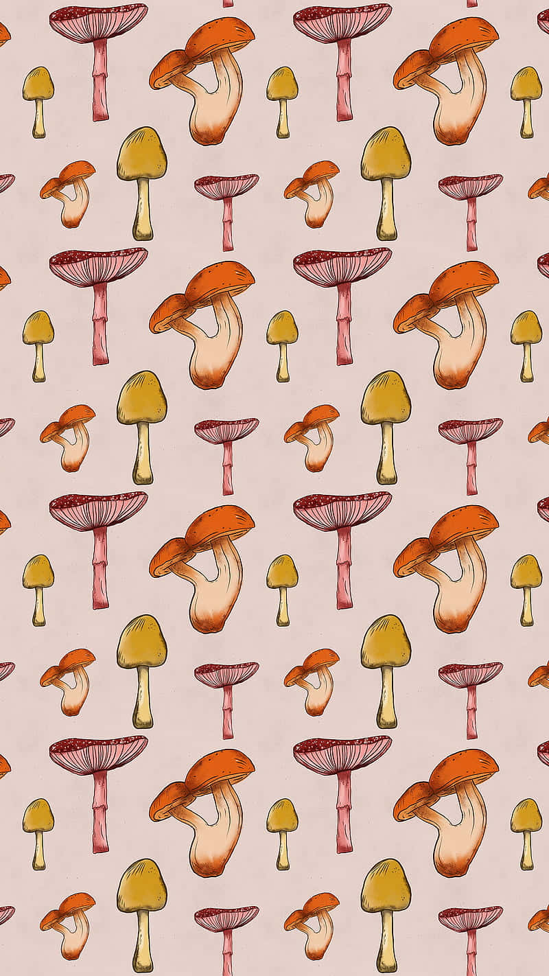 Vintage sød svamp med groovy blomstermønster Wallpapers