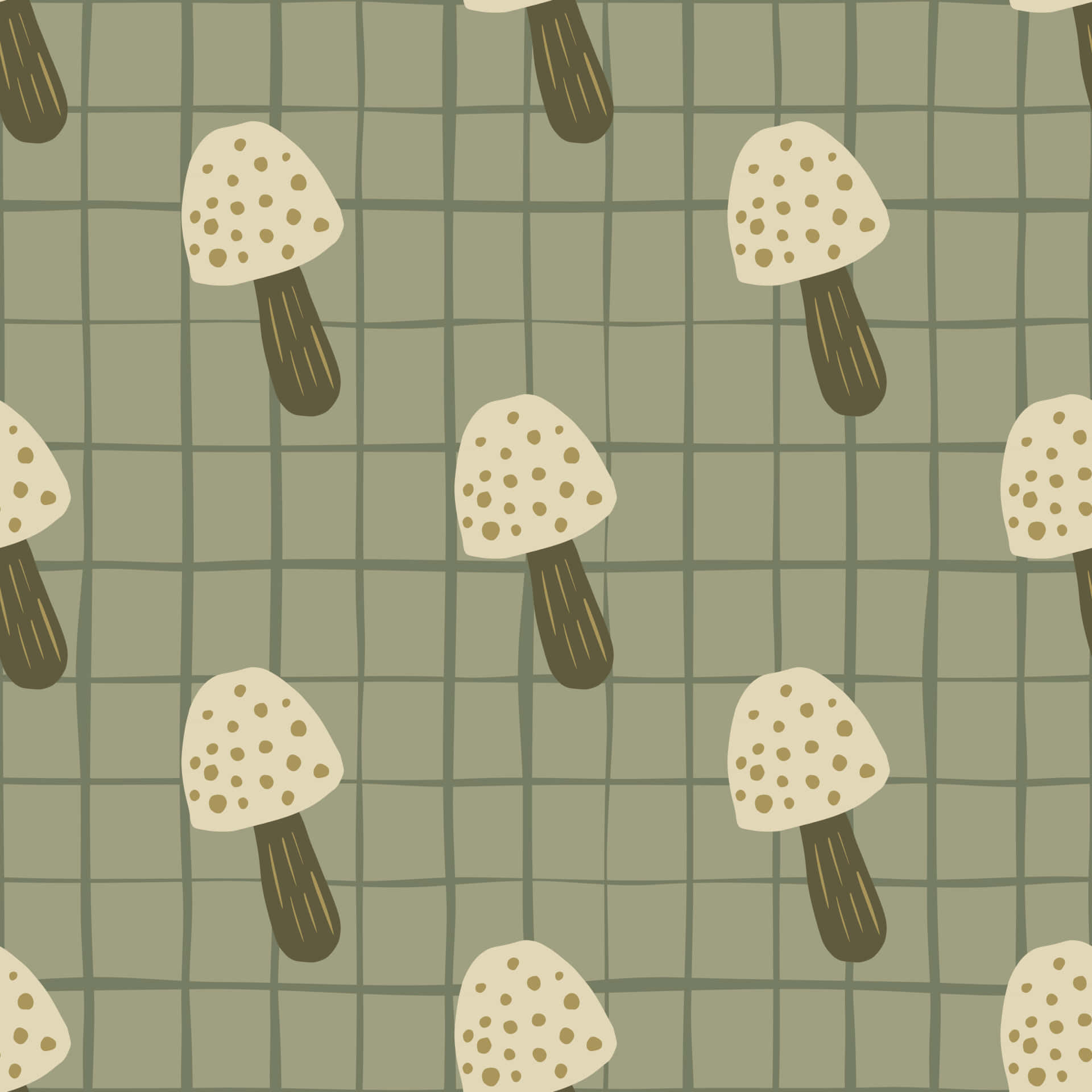 Vintage sød svamp ternet mønster Wallpapers