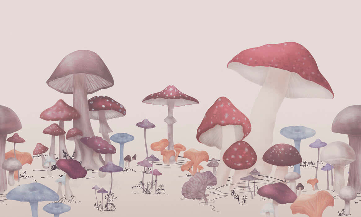 Vintage Sød Svampestetik Pastel Wallpapers