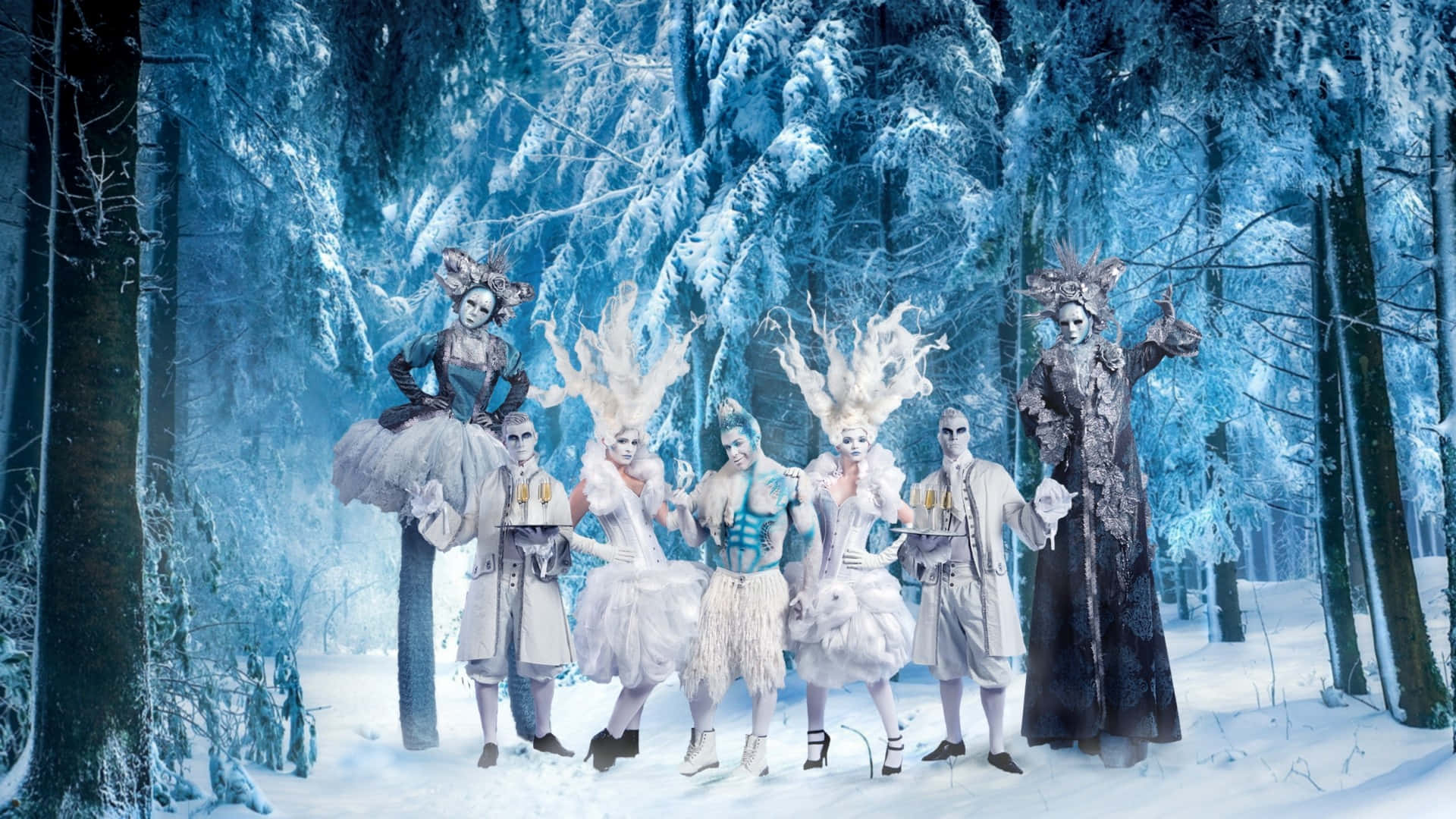 Vintereventyr baggrund med figurer Wallpapers