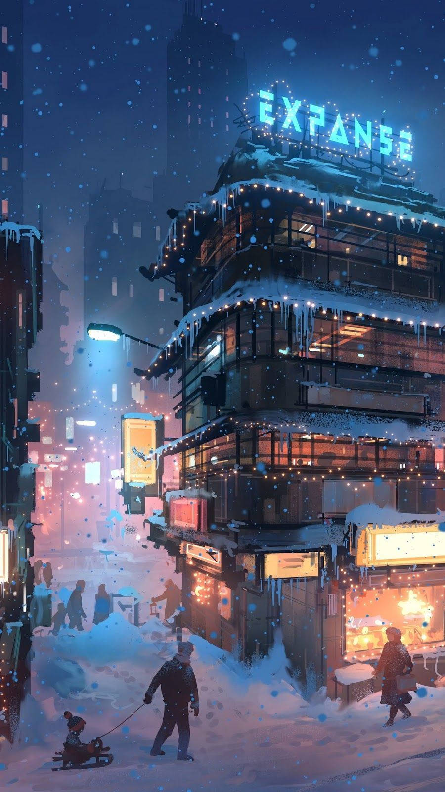 Vintertelefon Expanse Bygning Wallpapers