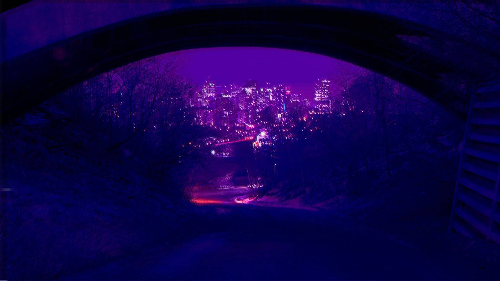 Violet æstetisk bybue Wallpapers