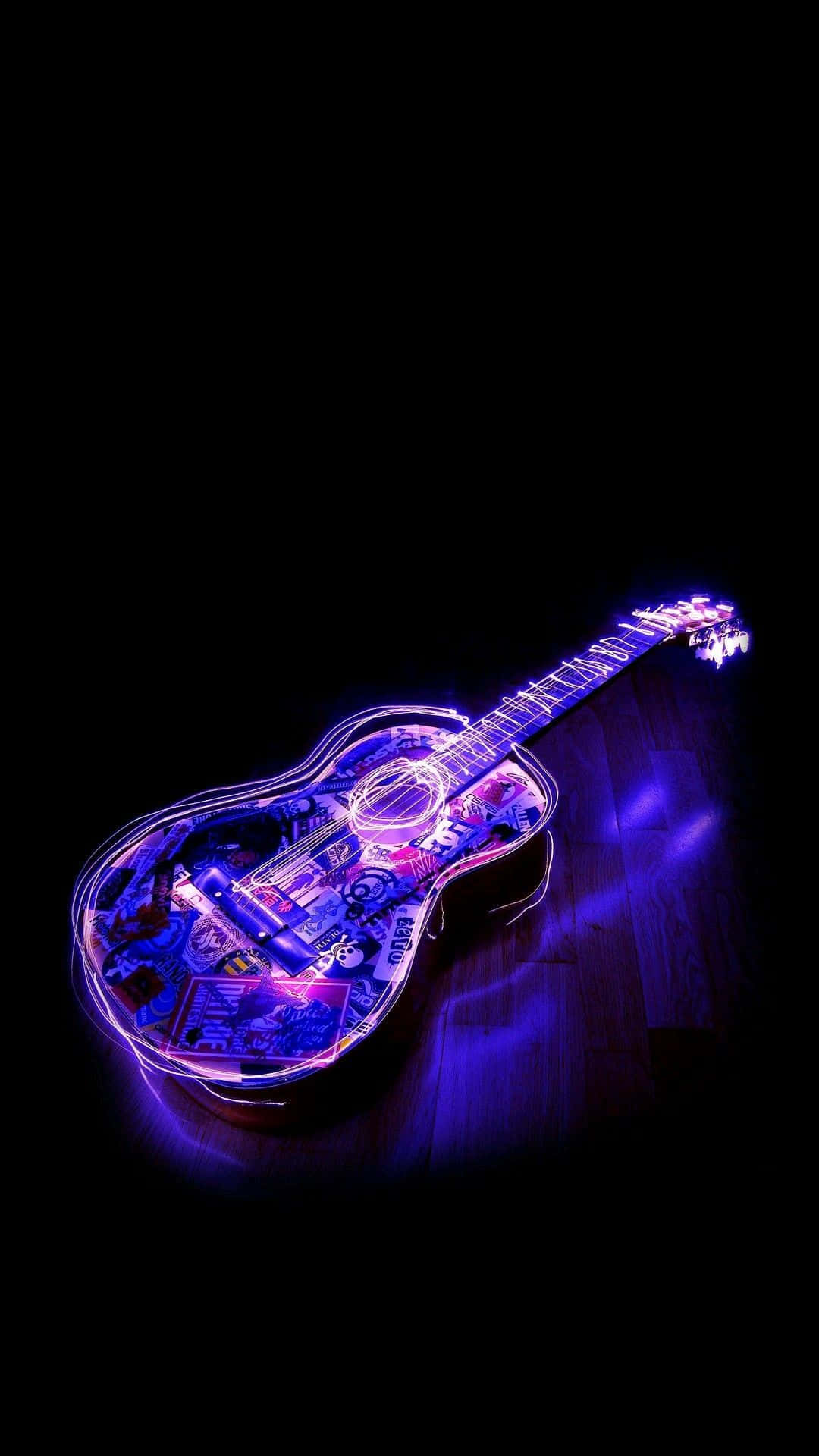 Violet neon guitar æstetisk portræt Wallpapers