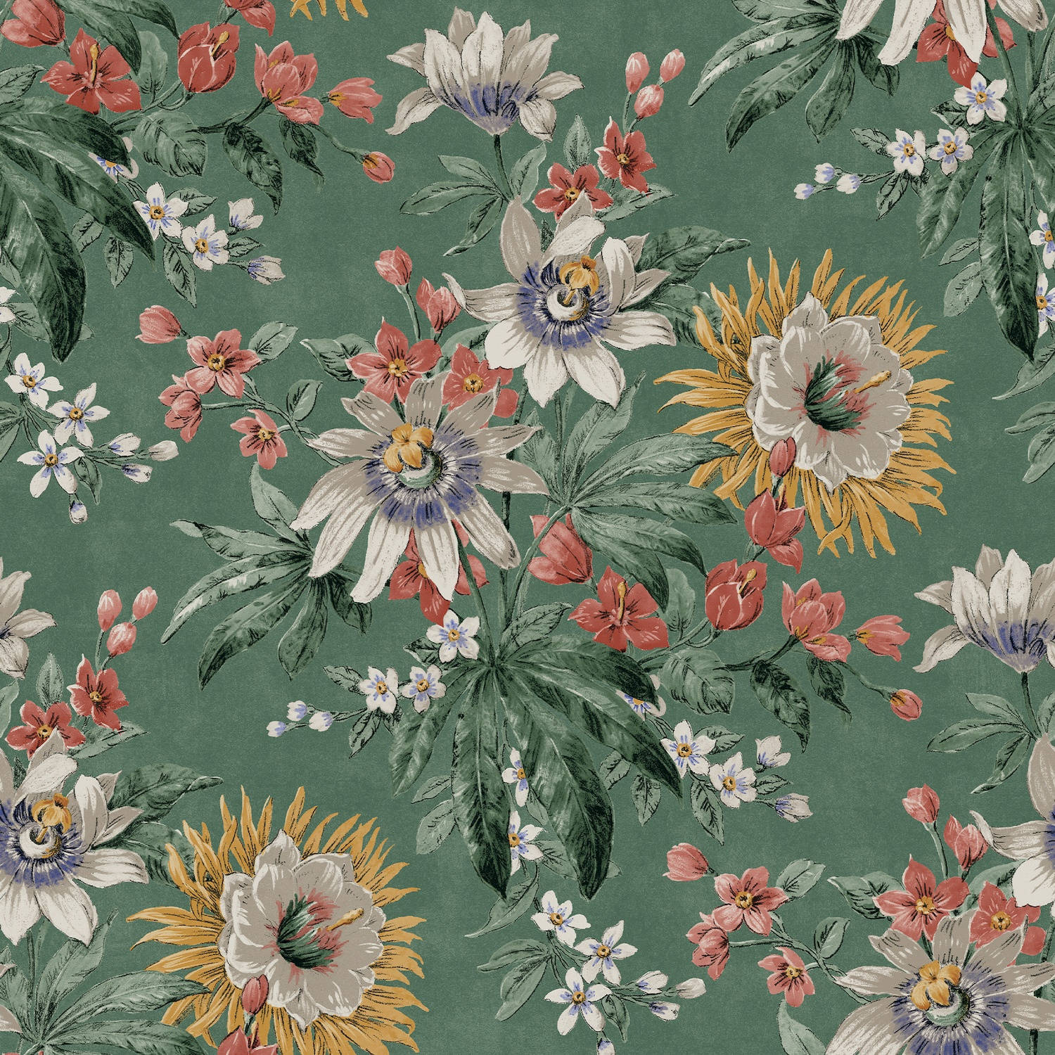 Viridianske malede blomsterblade Wallpapers