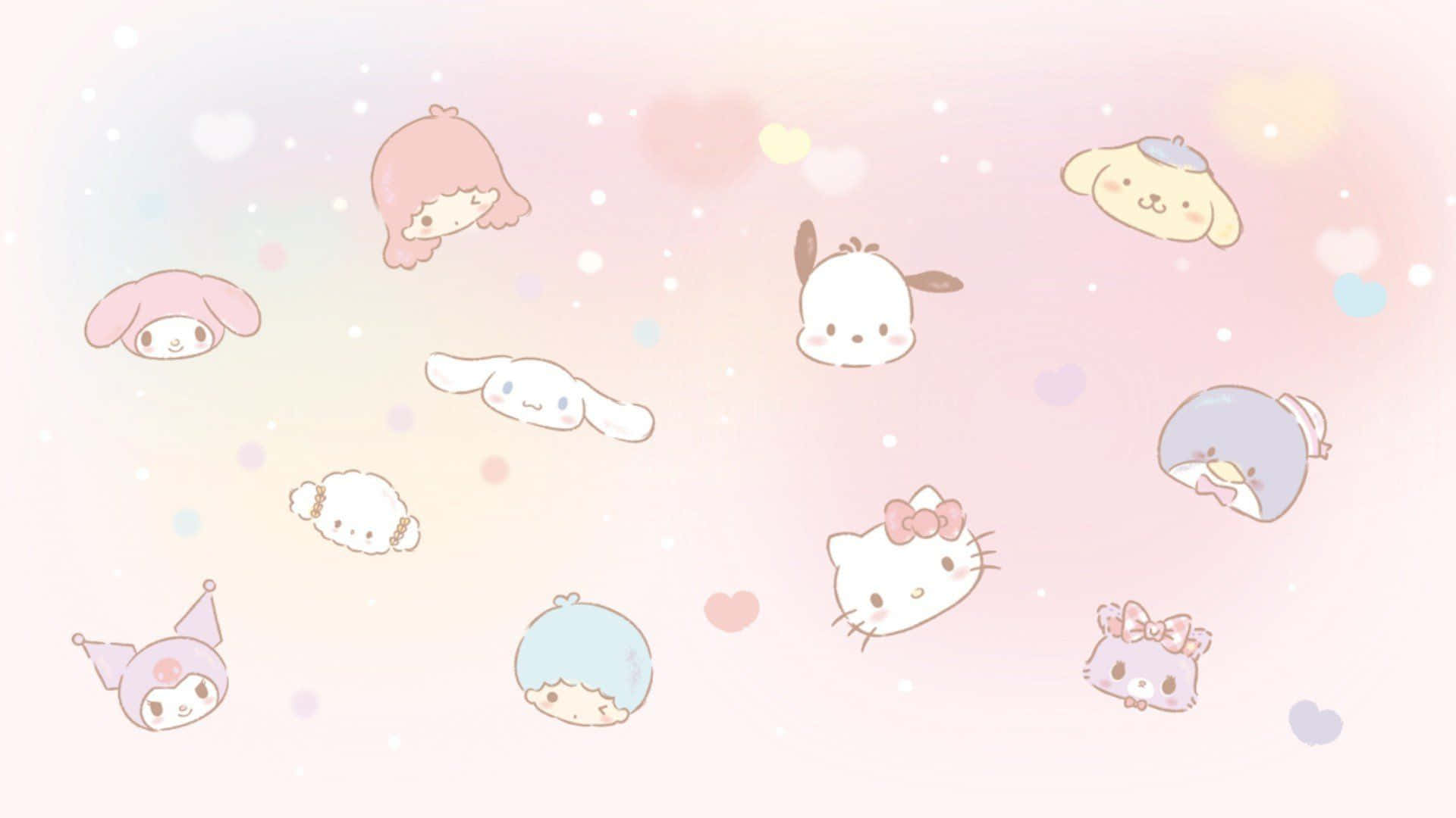 Vis din Sanrio-ånd med denne sjove og farverige baggrund Wallpapers