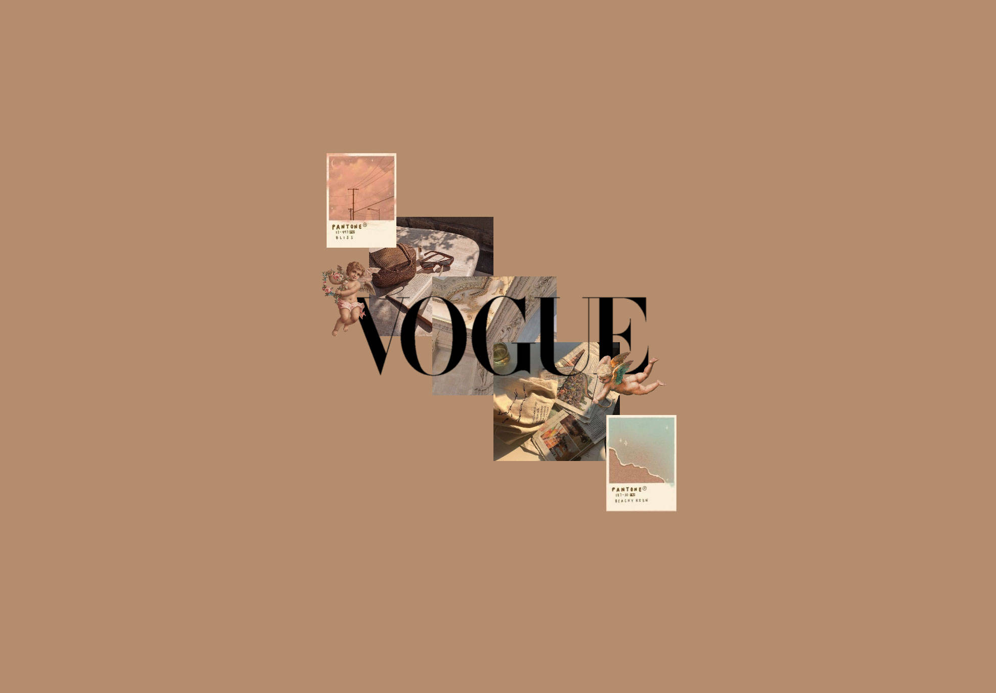 Vogue Magasin på beige brun æstetik Wallpapers