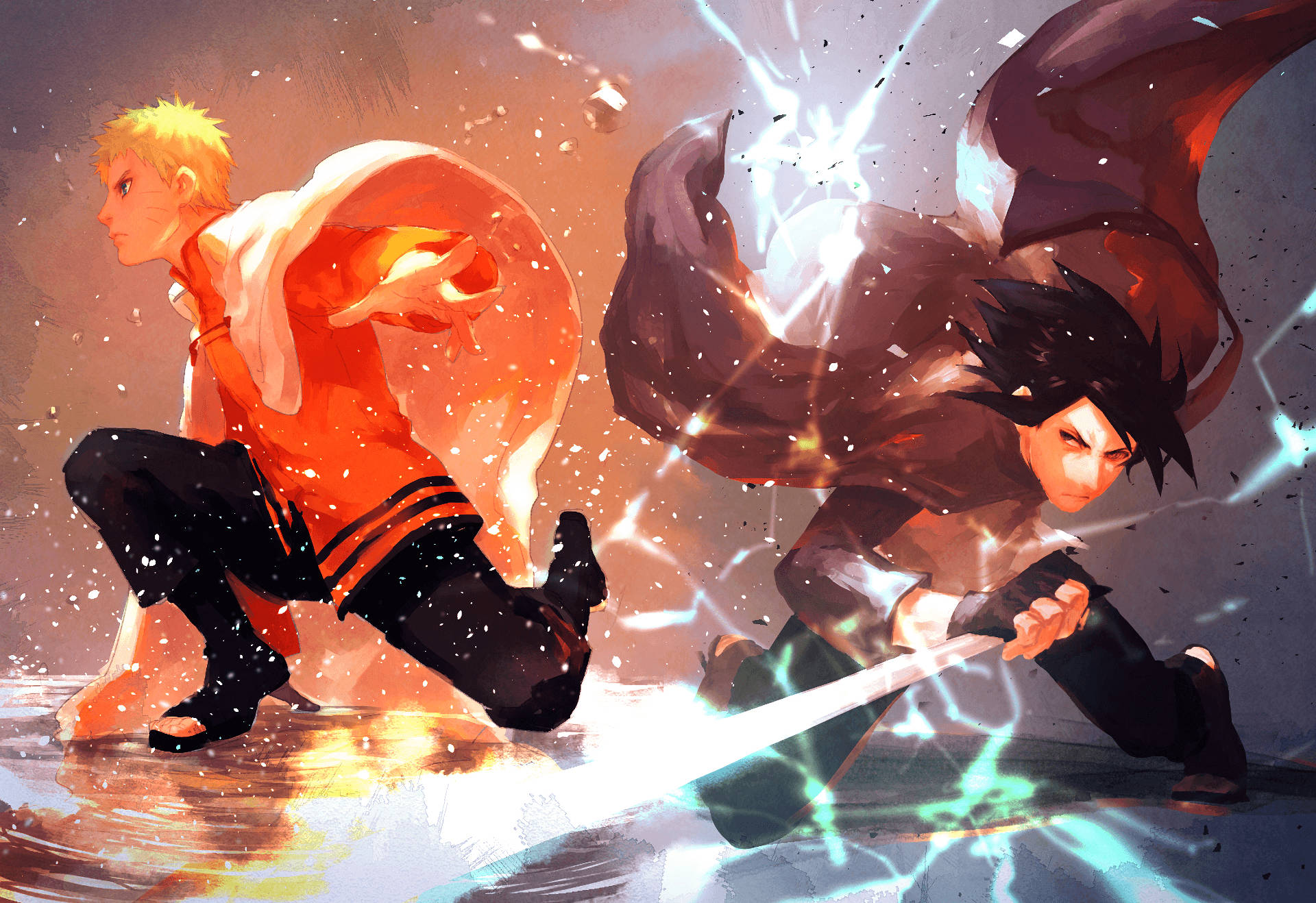 Voksen Naruto og Sasuke Duo Wallpapers