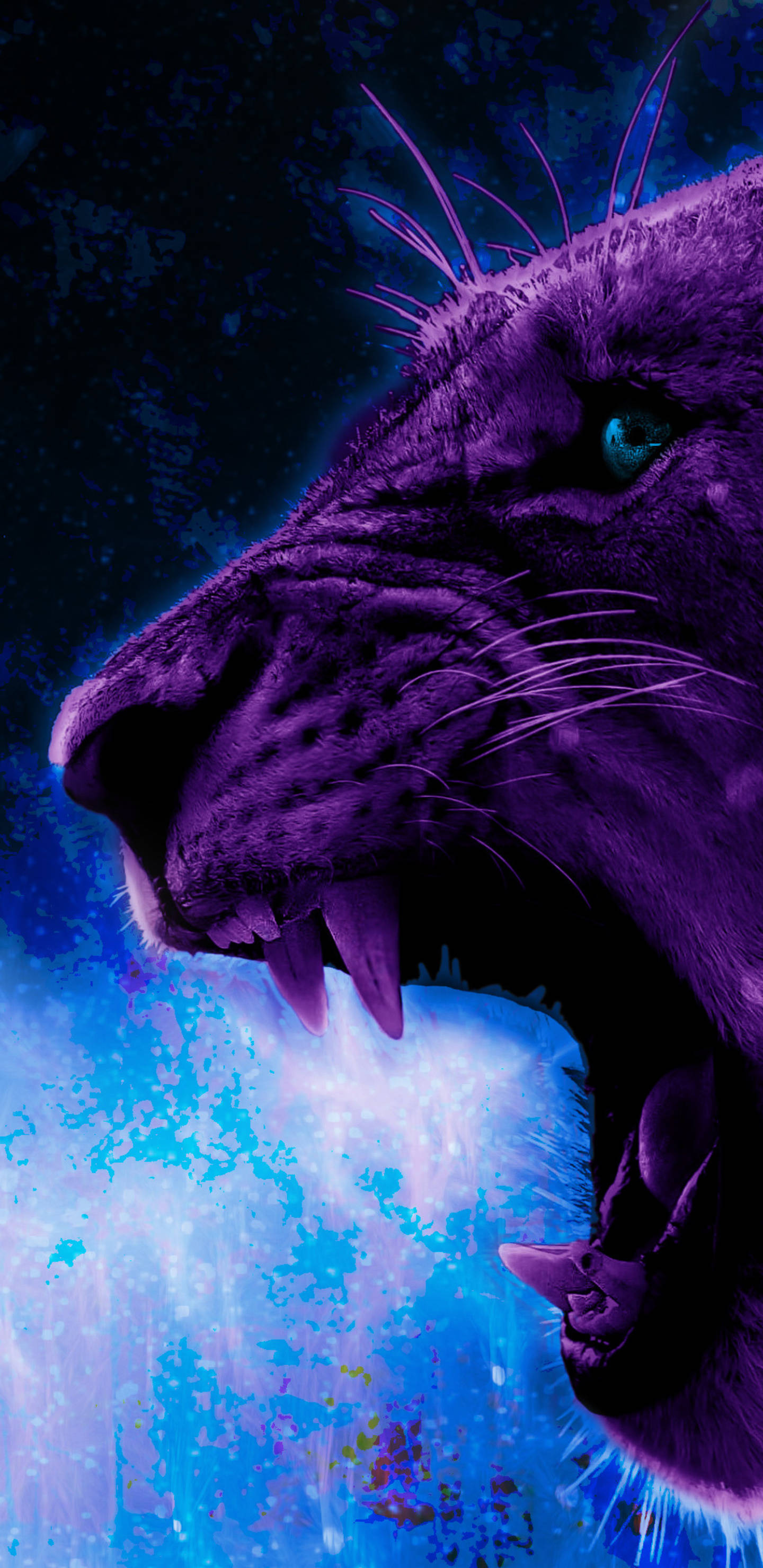 Voldsom lilla løve i galakse Wallpapers