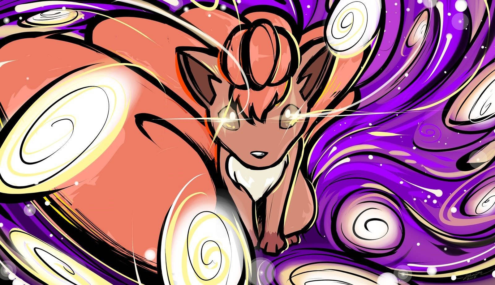 Vulpix i en spiralbaggrund Wallpapers