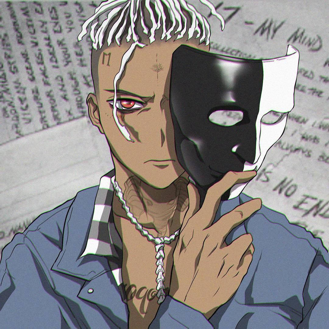 Xxxtentacion Anime Sort og Hvid Maske Wallpapers