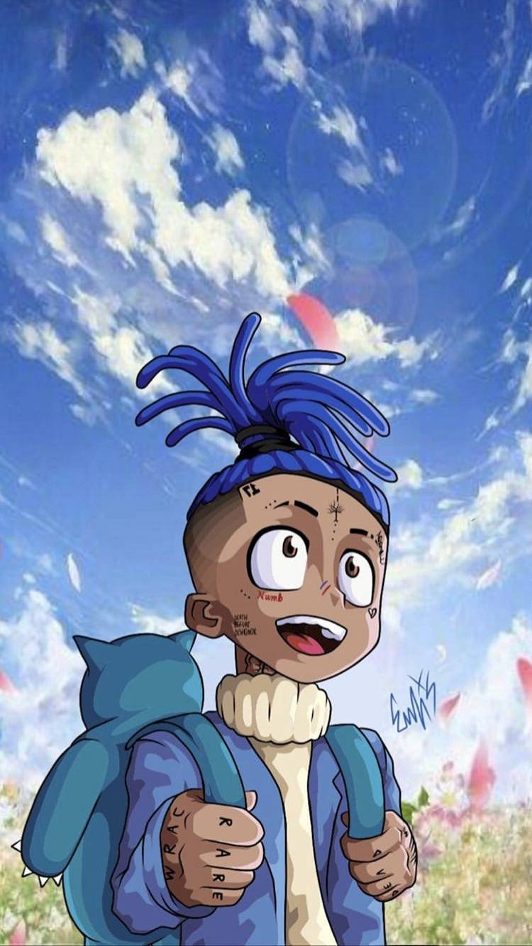 Xxxtentacion Anime i Blå Jakke Wallpapers
