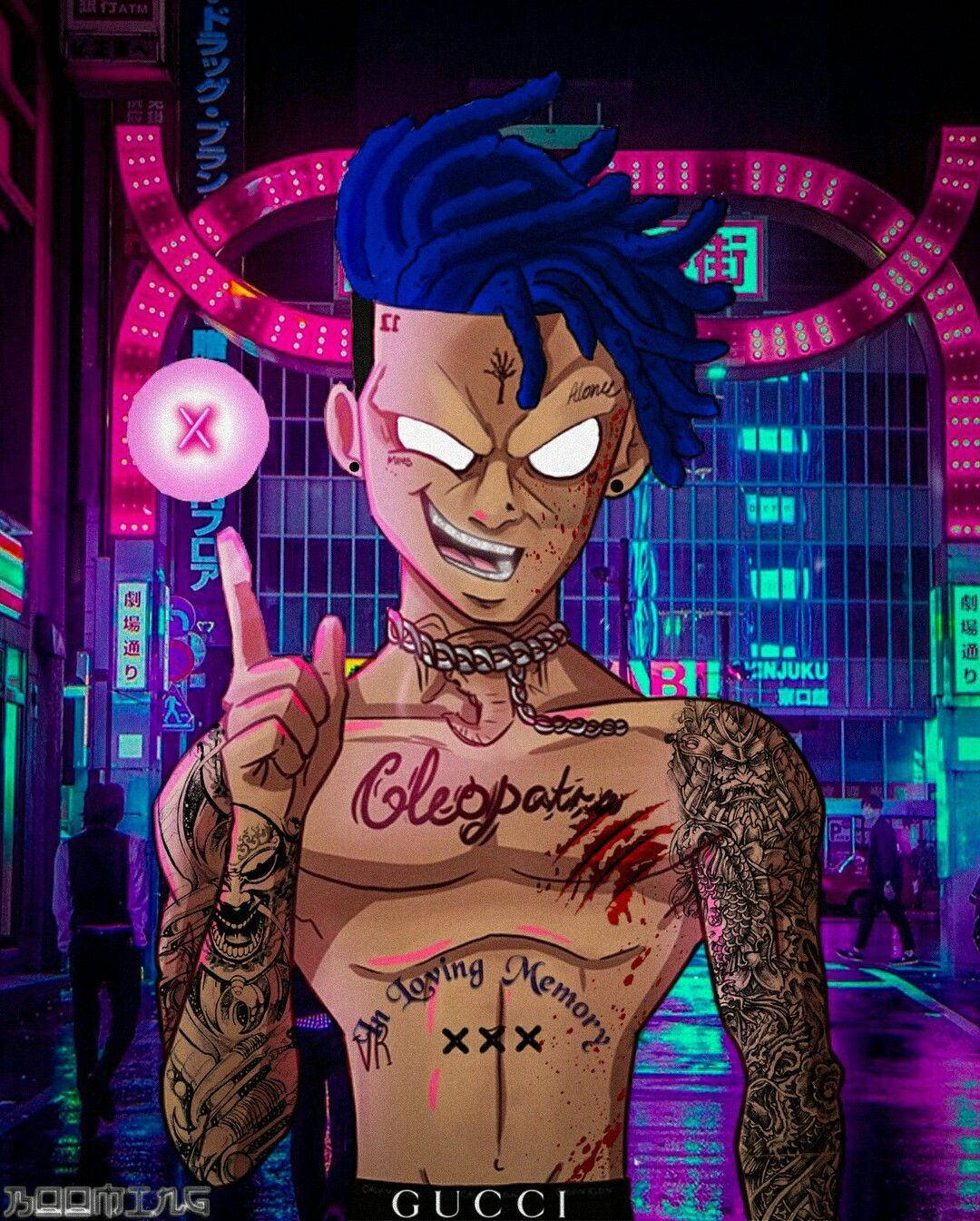 Xxxtentacion Anime Blåhåret Rapper Wallpapers