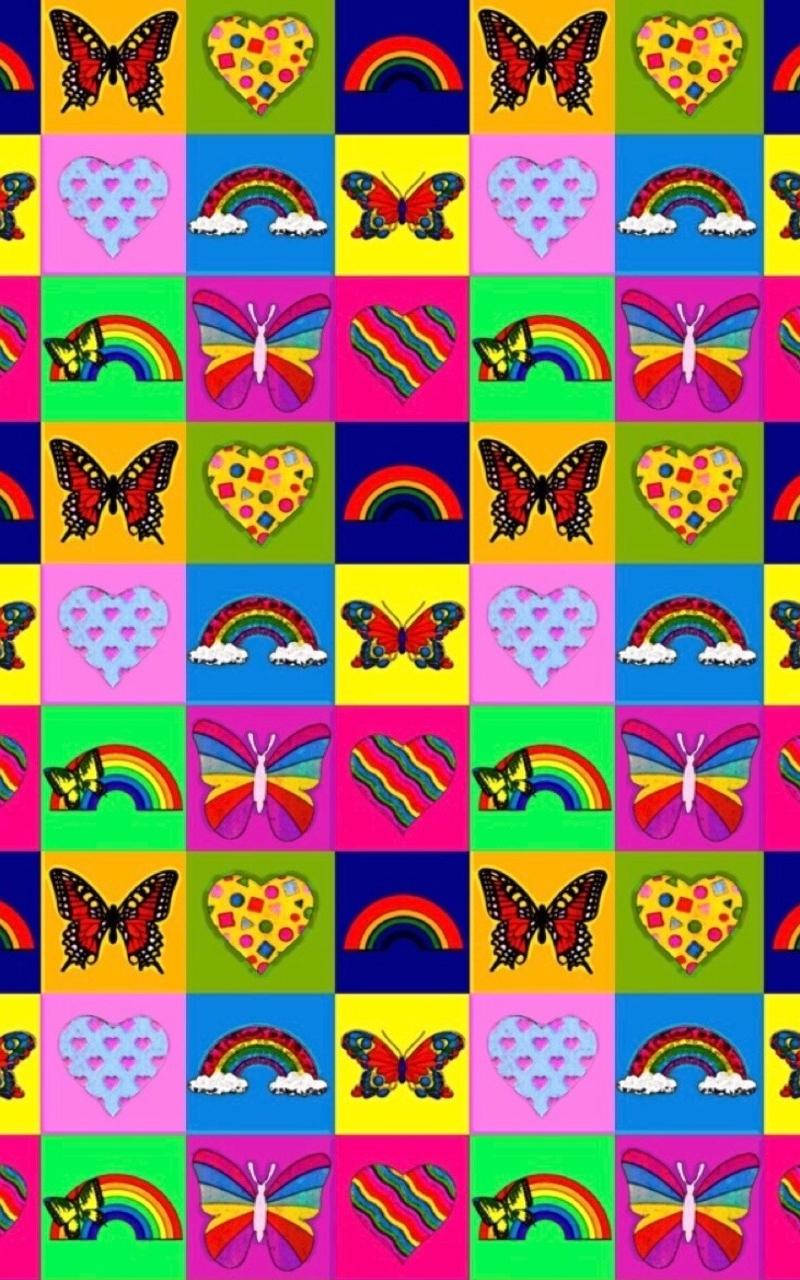 Y2k æstetiske sommerfugle og regnbuer Wallpapers