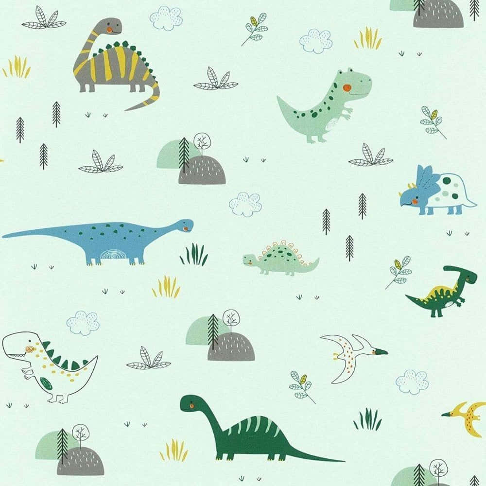 Yndig farverig dinosaur på eventyr i naturen Wallpapers