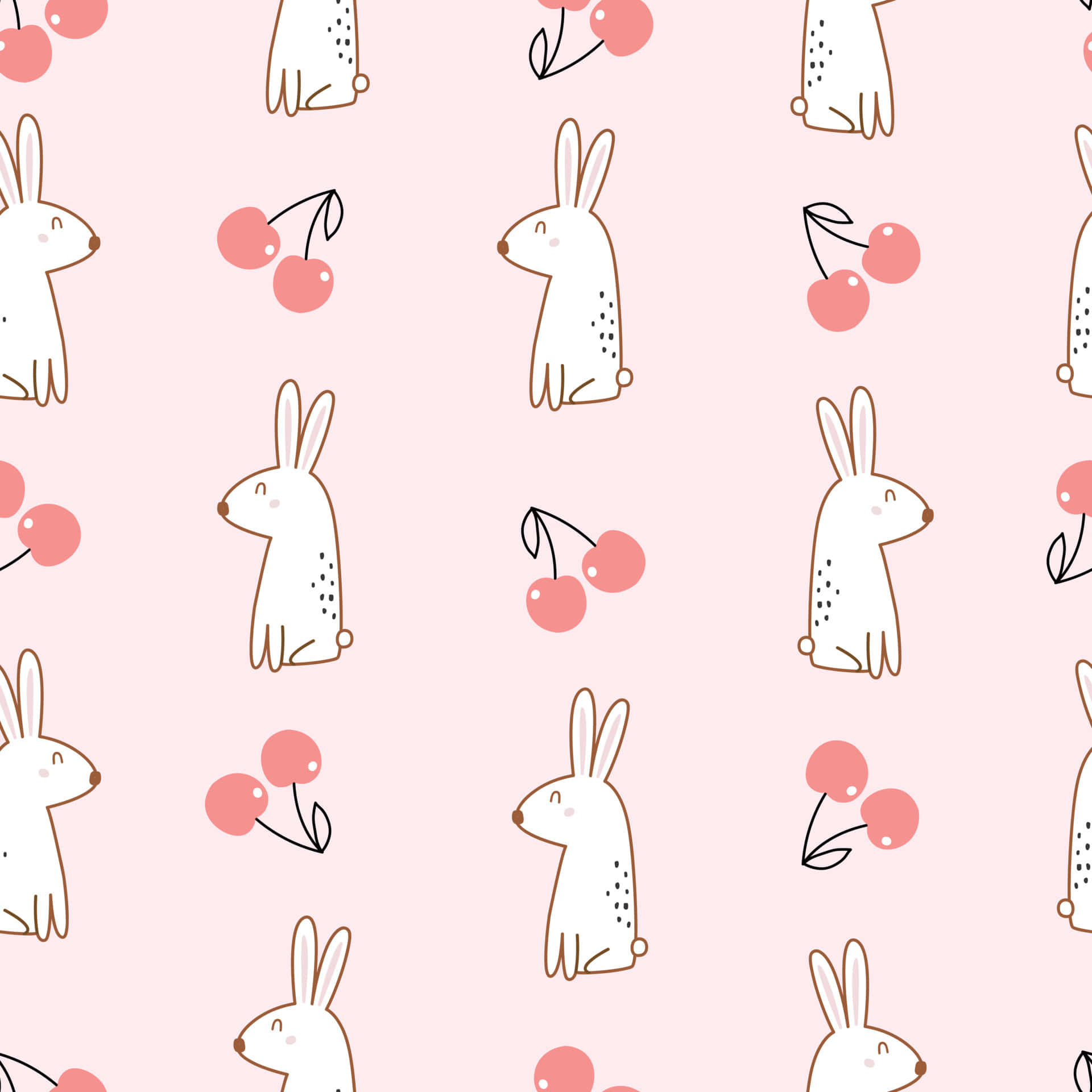 Yndig kanin omgivet af nuttede lyserøde kirsebær Wallpapers