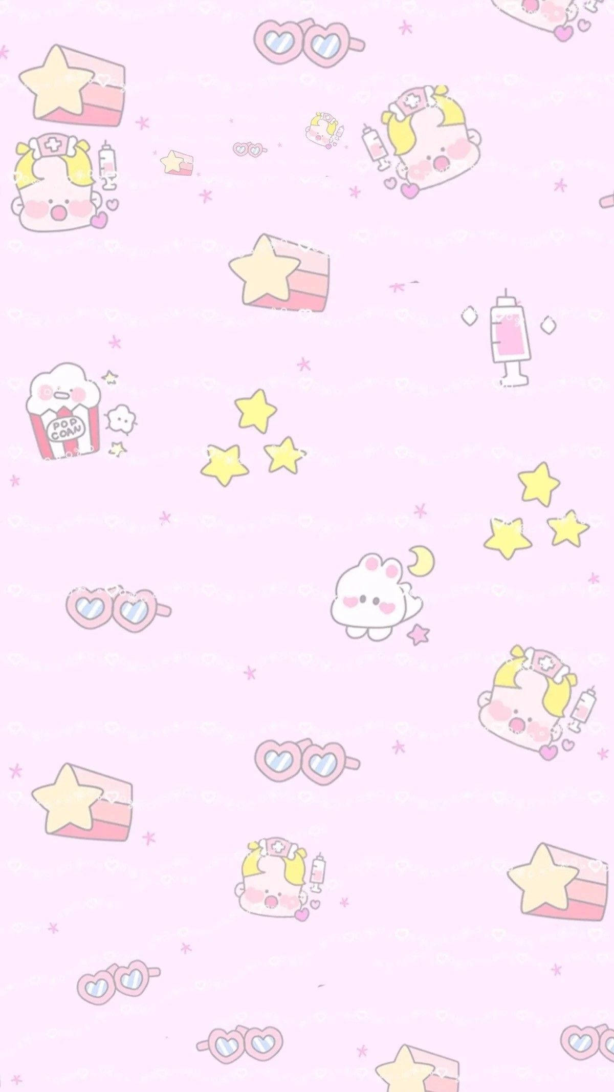 Yndig lyserød Kawaii-tema iPad-baggrund Wallpapers