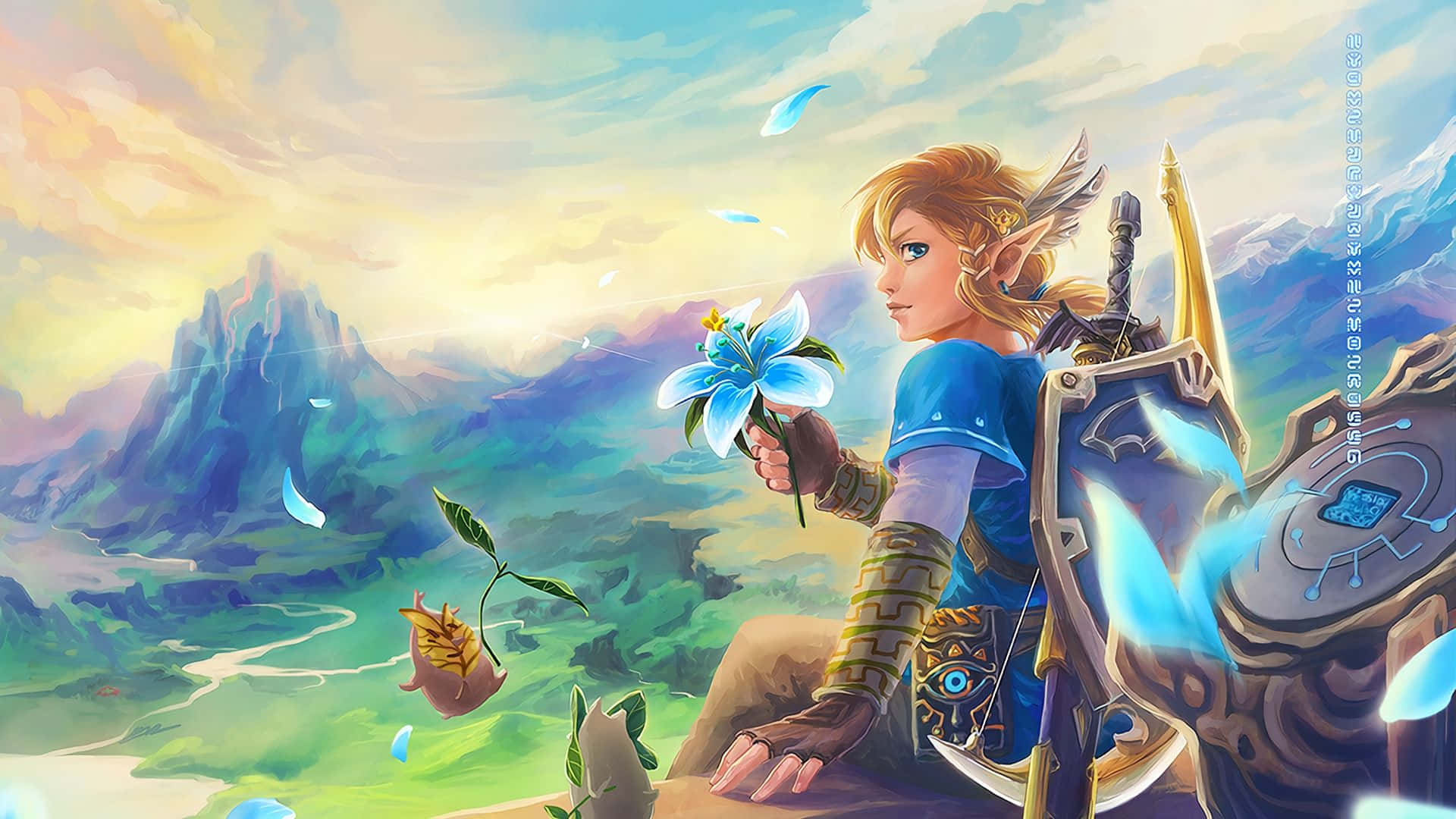 Zelda Botw Fanart Maleri Link Blomst Wallpapers