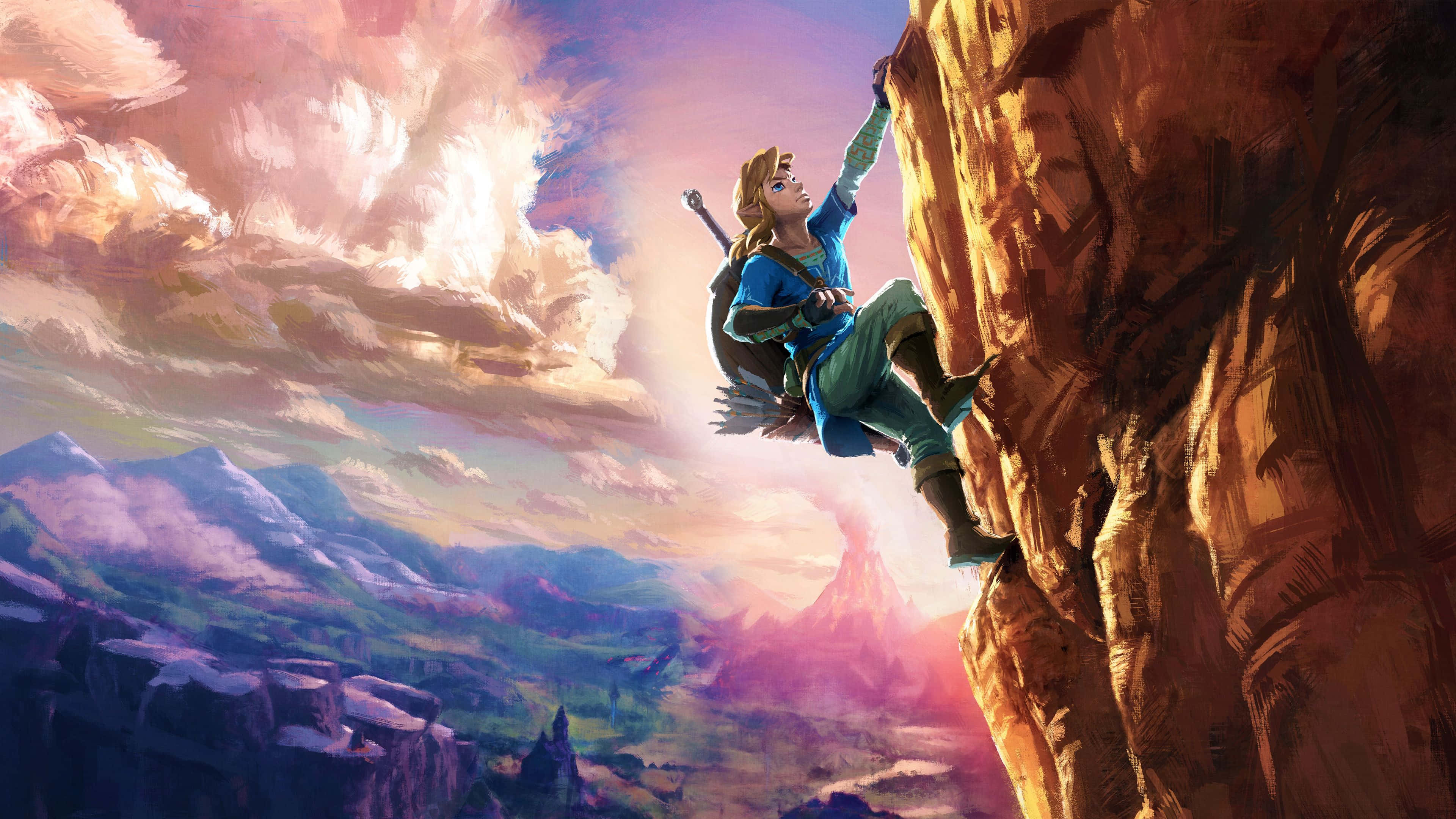 Zelda Botw Link bestiger et bjerg Wallpapers